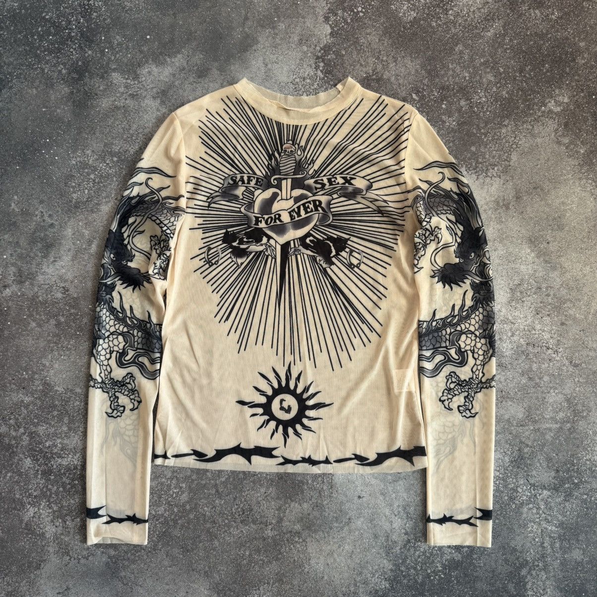 Safe Sex Forever JPG Style Mesh Long Sleeve Top