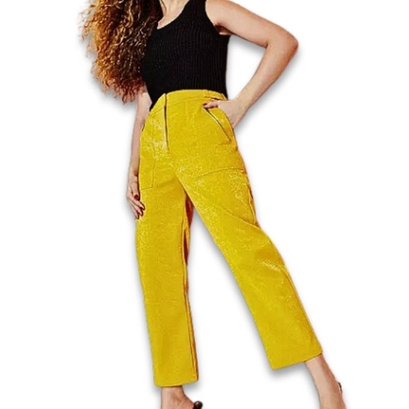 Other Royalty By Maluma Pants Faux Leather High Waisted Yellow 0 Size 25" / US 0 / IT 36 - 1 Thumbnail