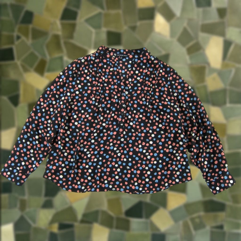 Vintage NWT Zac & Rachel Blouse Button Down Long Sleeve Polka Dot 2X Black Size XXL / US 16-18 / IT 52-54 - 1 Thumbnail