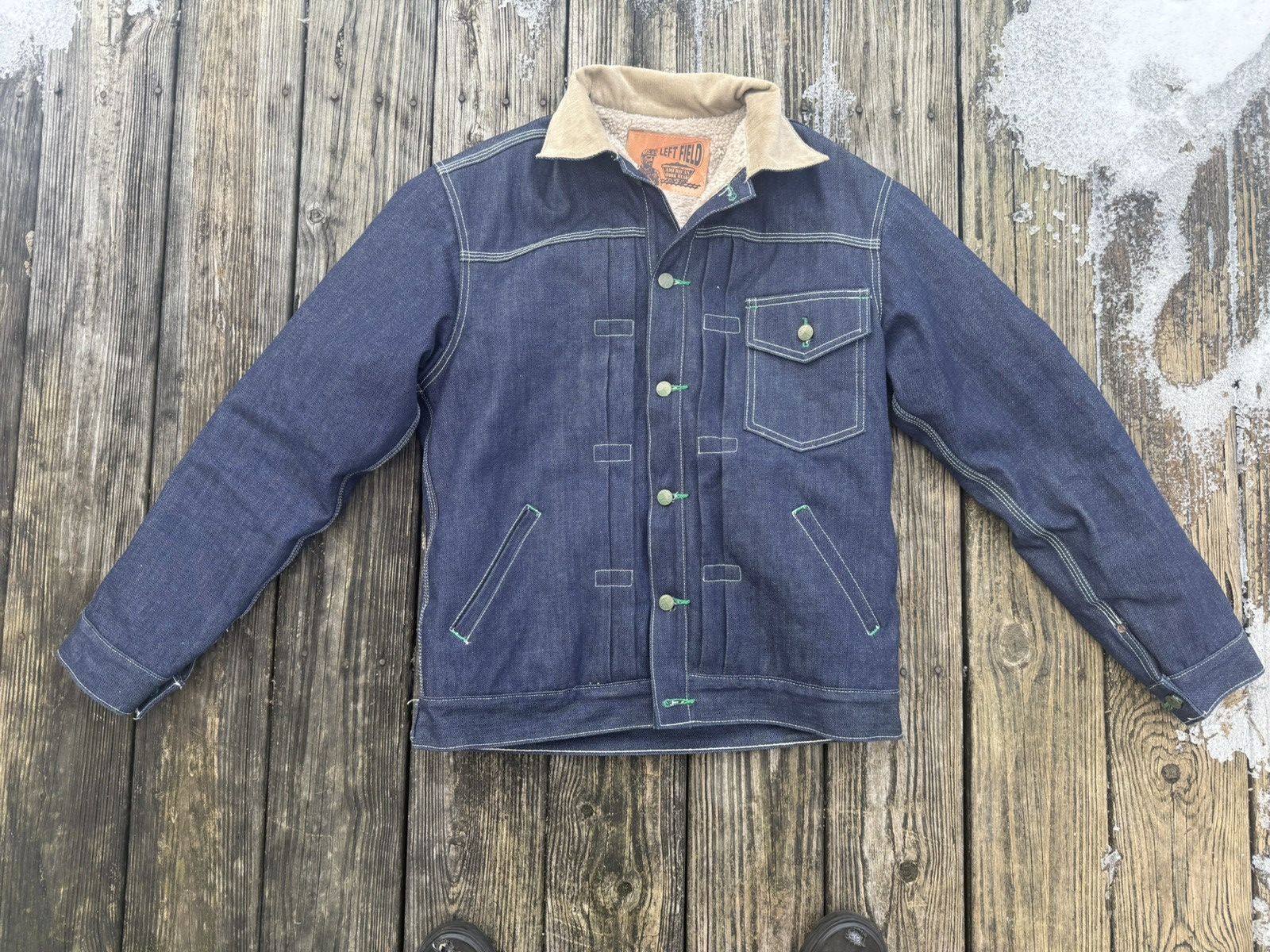 13 oz Cone White Oak Indigo Selvedge Sherpa Lined
