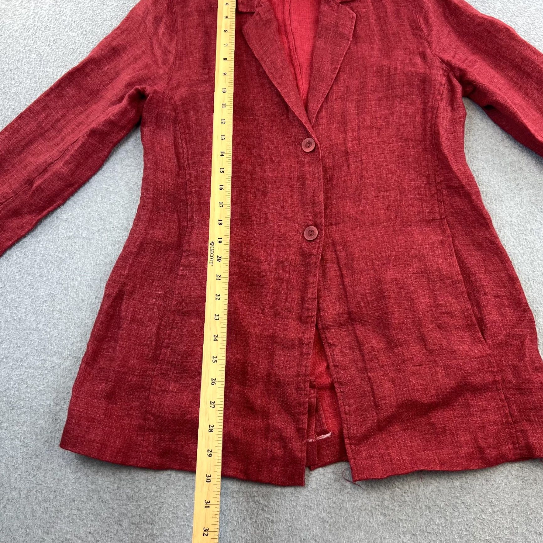 Eileen Fisher VINTAGE Eileen Fisher Blazer Jacket Womens XS Red Longline Two Button Notch Lapel Size XS / US 0-2 / IT 36-38 - 3 Thumbnail