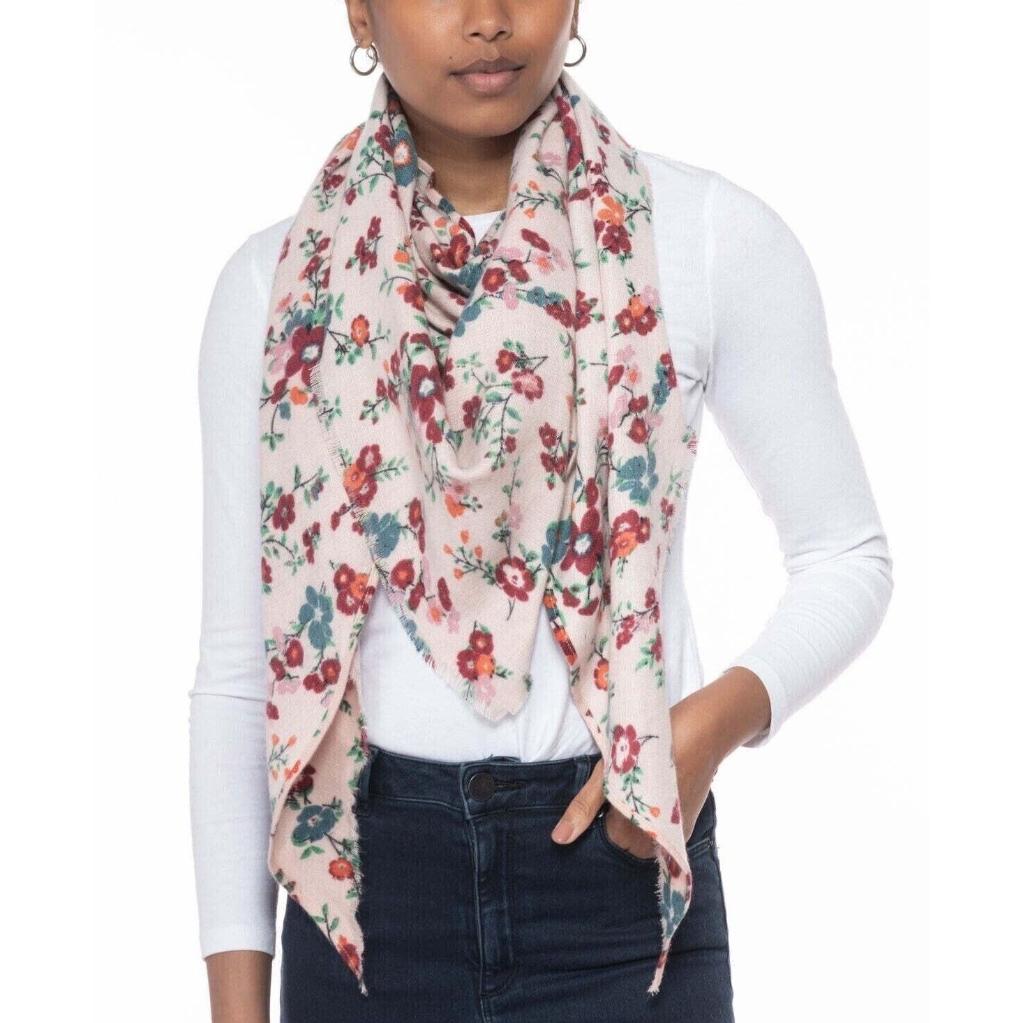 Other INC International Concepts Floral-Print Triangle Scarf, Blus Size ONE SIZE - 2 Thumbnail