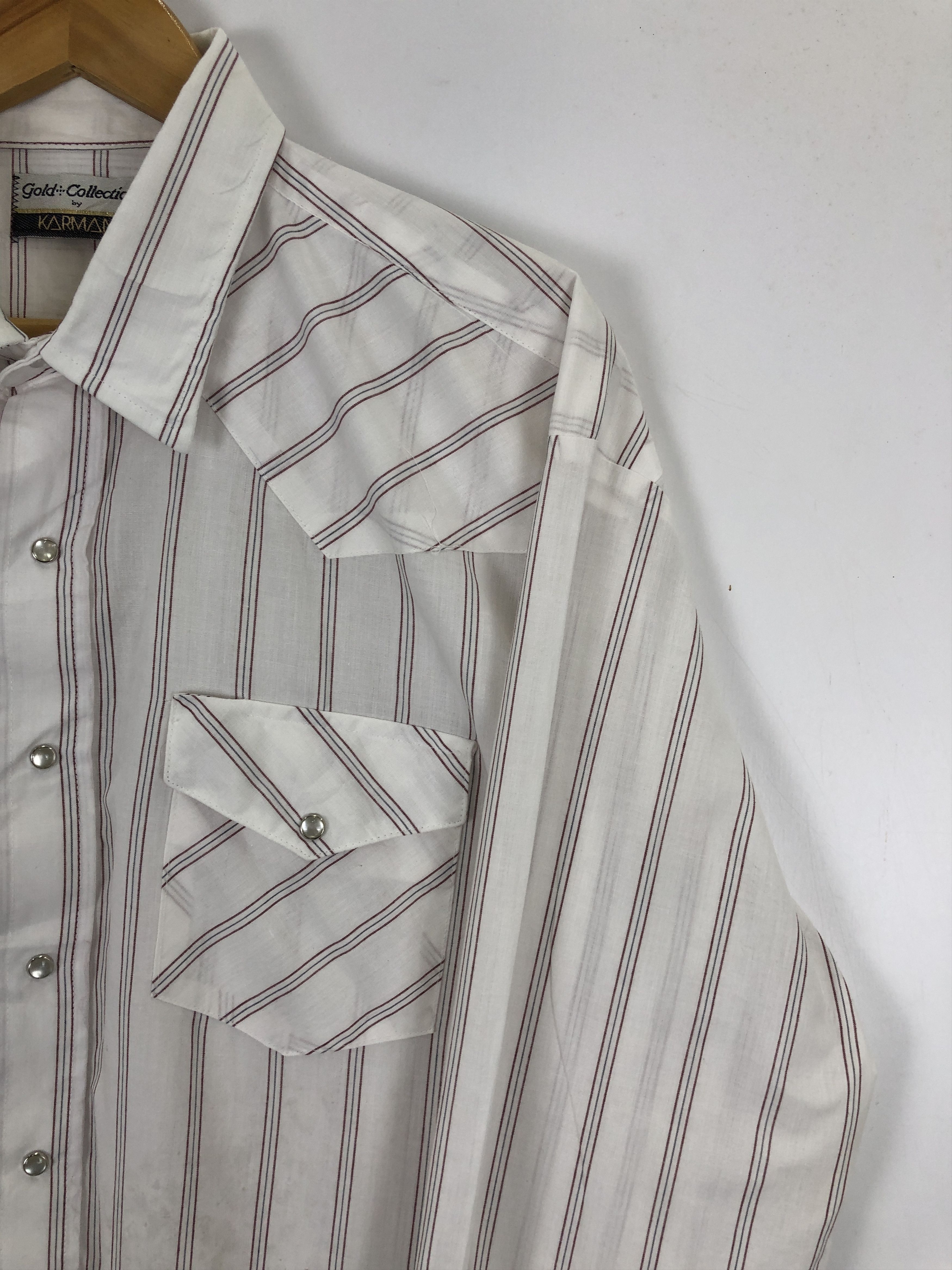 Japanese Brand × Vintage Vintage 70s Karmen Double Pocket Stripe Western Shirt TA0484 Size US XL / EU 56 / 4 - 8 Thumbnail