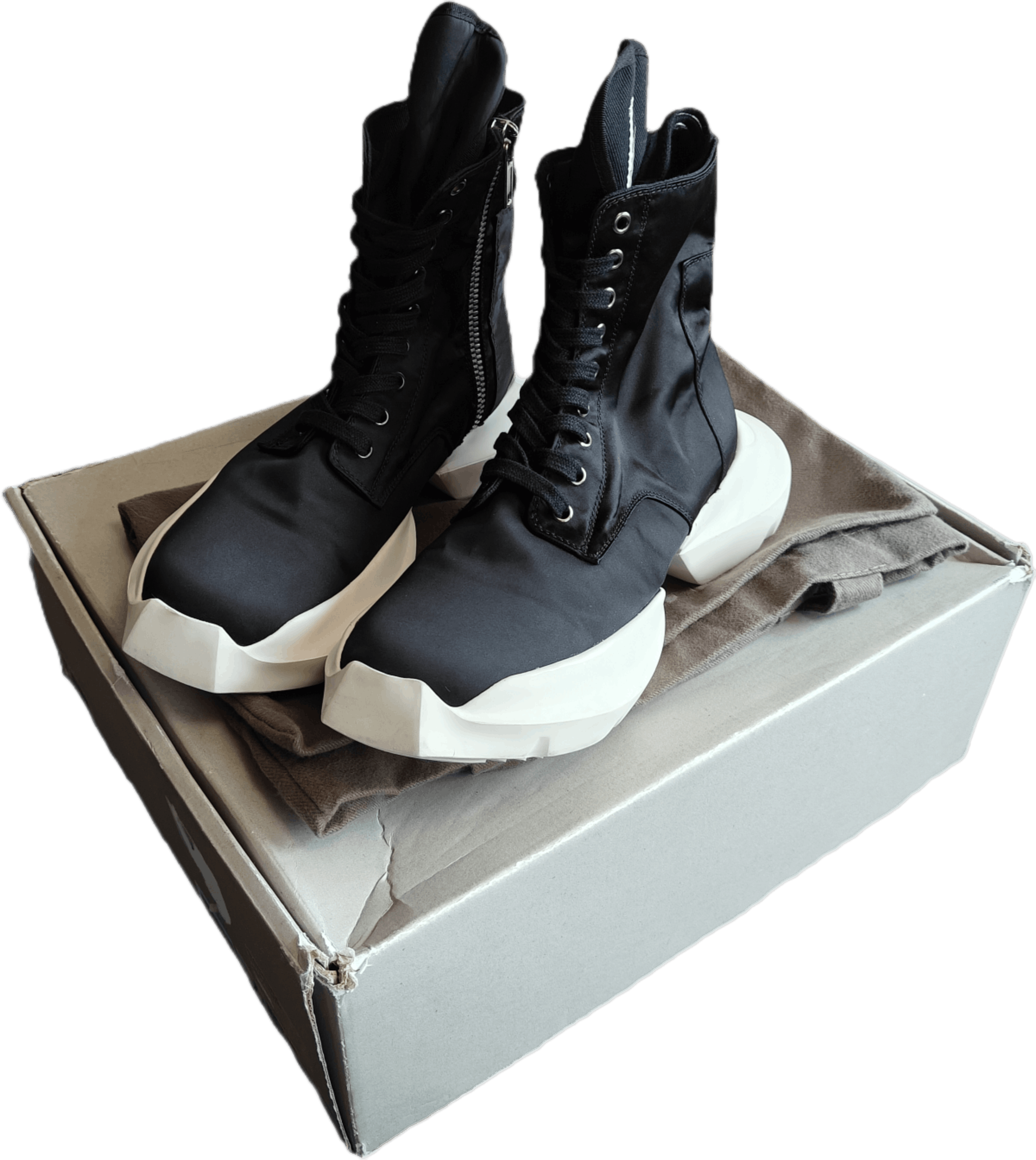 Rick Owens Drkshdw split sole army trainer boots black milk, dustbag Size US 8 / EU 41 - 1 Thumbnail