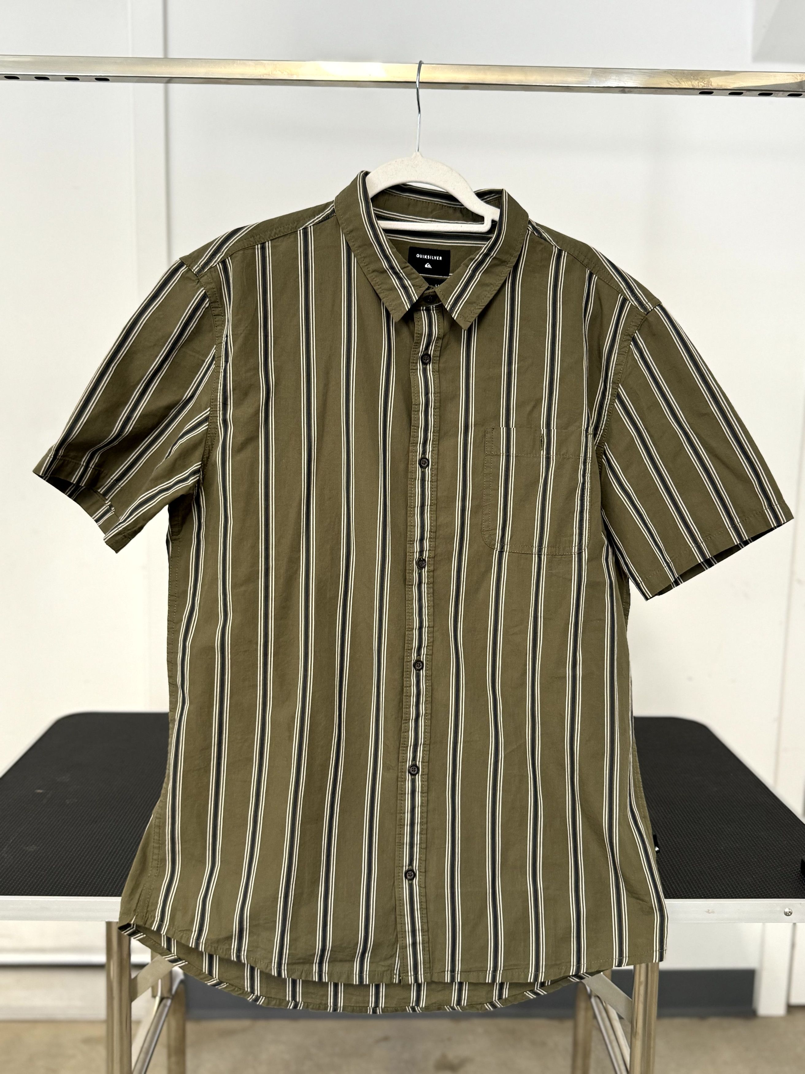 Quicksilver × Quiksilver Quiksilver Green Button Up - Vertical Stripes Size US L / EU 52-54 / 3 - 2 Thumbnail