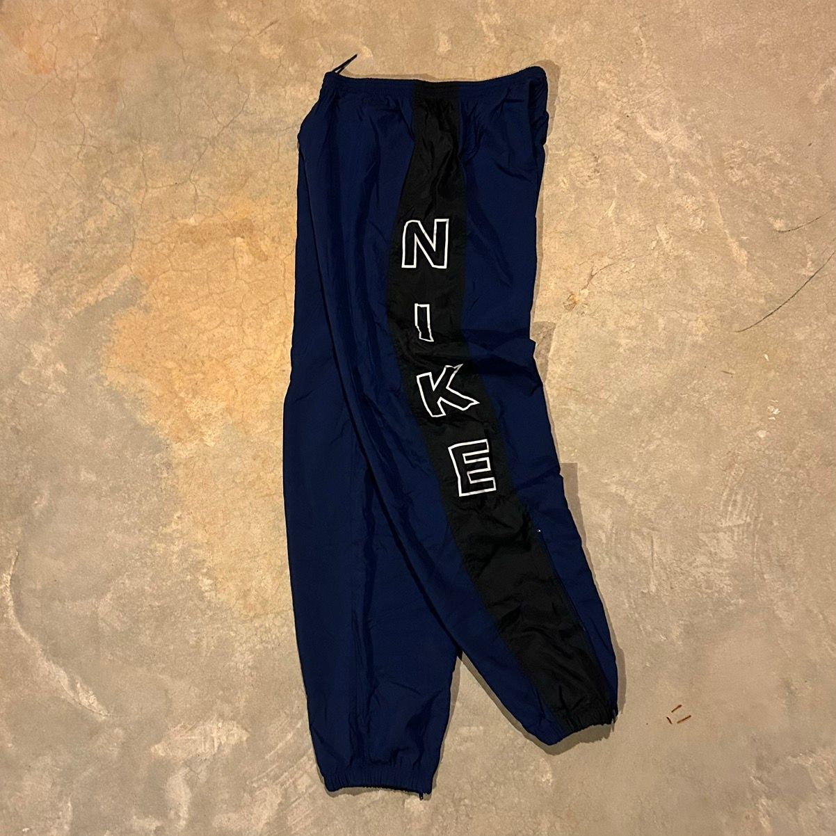 Pre-owned Nike X Vintage Crazy Vintage 90's Nike Baggy Spellout Track Pants Drill In Blue