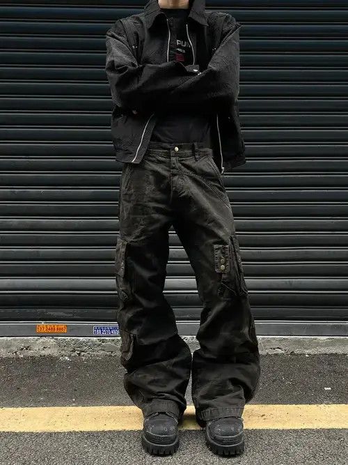 Jean Denim Cargo Pants Dirtyfit Straight Micro Flared Jeans Size US 33 - 3 Thumbnail
