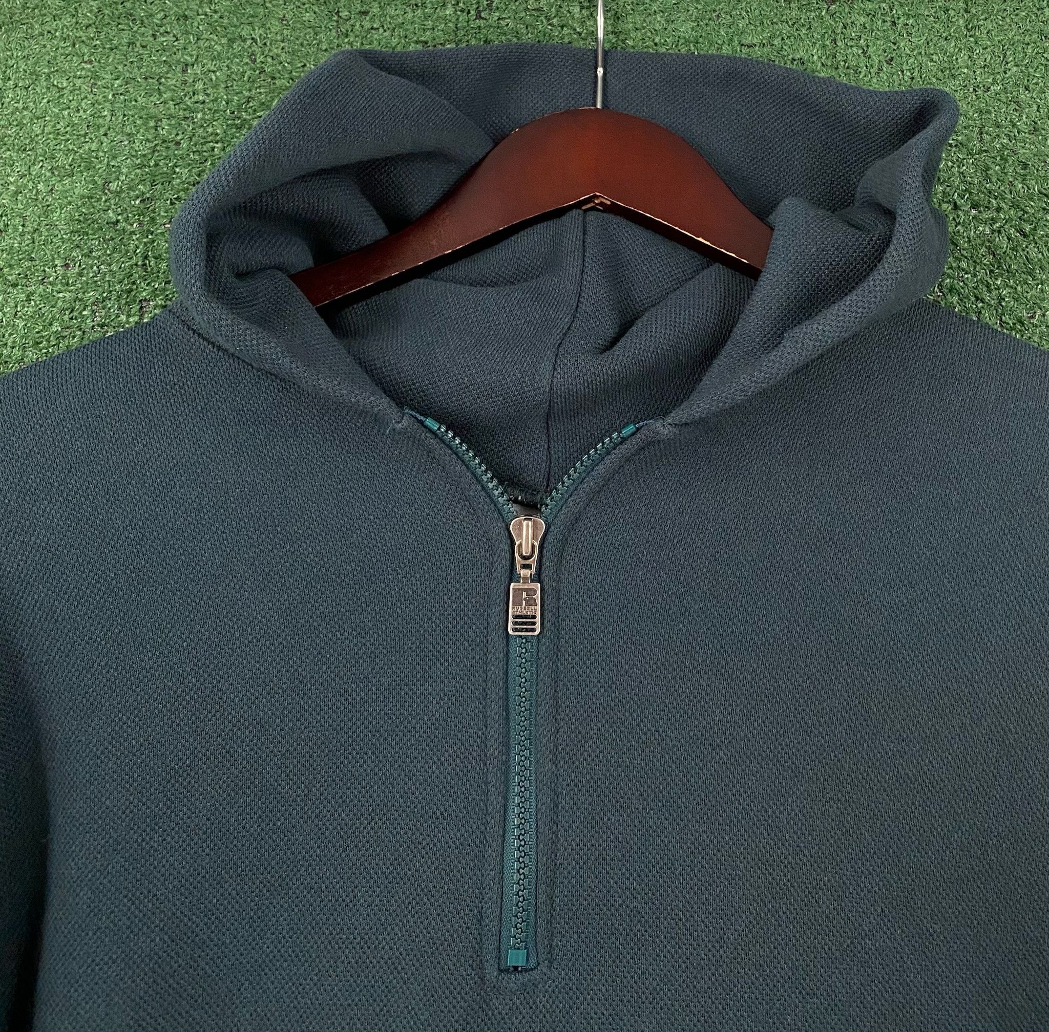 Russell Athletic 90’s Russell Athletic Forest Green 1/4 Zip Hoodie Large Size US L / EU 52-54 / 3 - 2 Thumbnail