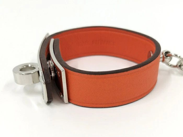 Hermes Hermes Bag Charm Kelly Glove Holder Orange Leather Palladium Size ONE SIZE - 2 Thumbnail