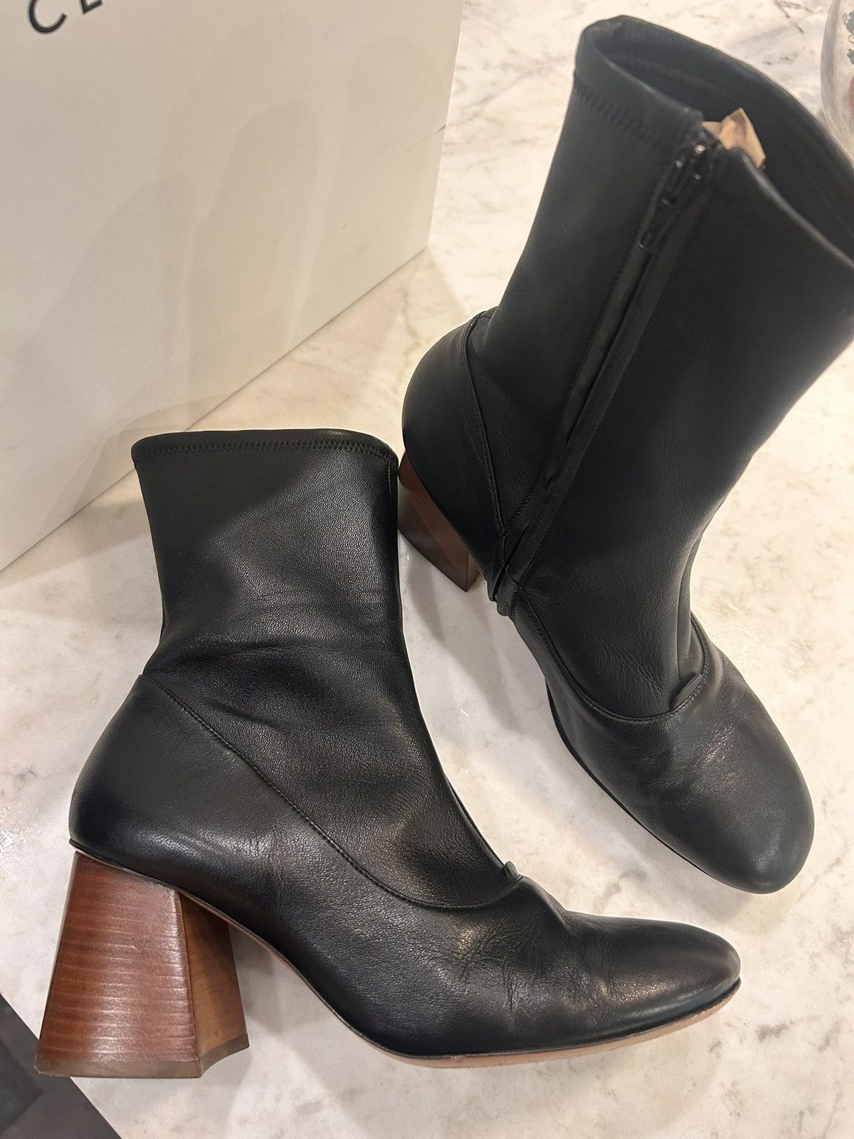 Celine Celine Black and Brown Leather Heeled Boots Size US 9 / IT 39 - 1 Thumbnail