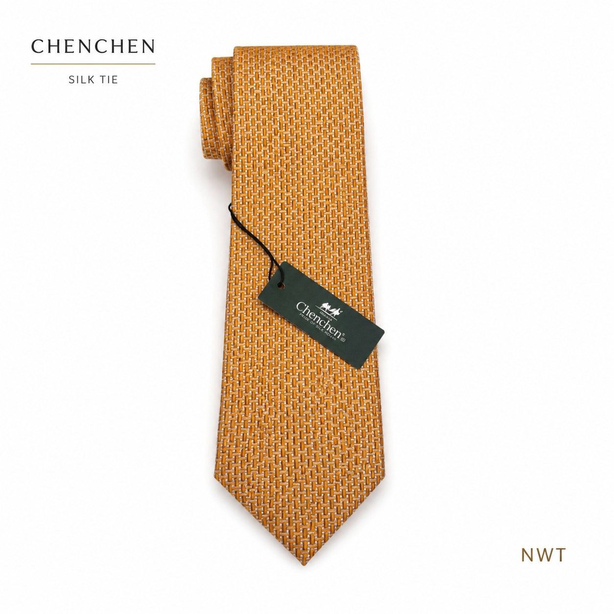Other Chenchen NWT Silk Tie Gold Geometric Necktie Mens Designer Size ONE SIZE - 1 Thumbnail