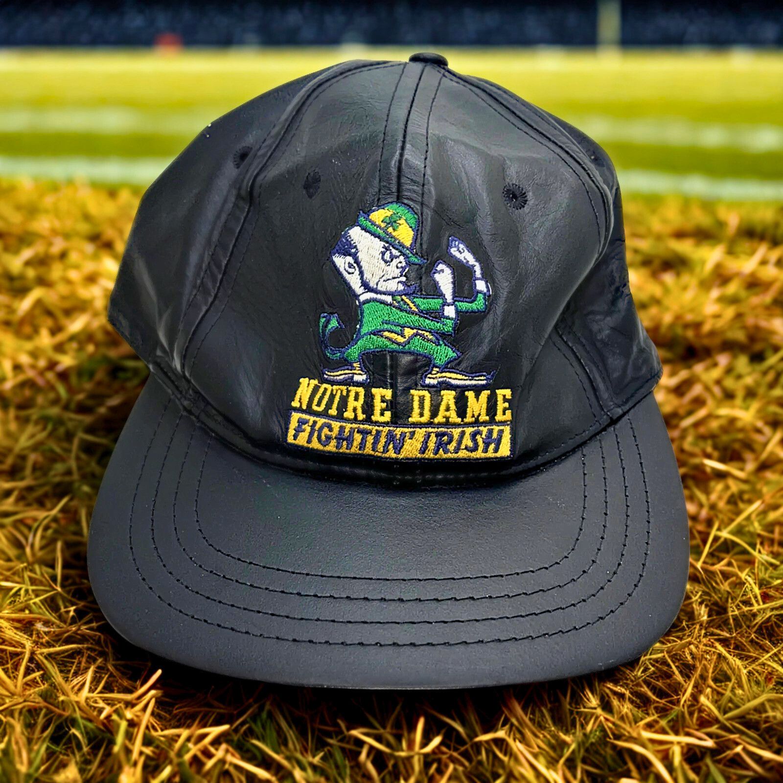 Jeff Hamilton Notre Dame Fighting Irish 90s Jeff Hamilton Leather Hat NCAA Size ONE SIZE - 9 Thumbnail