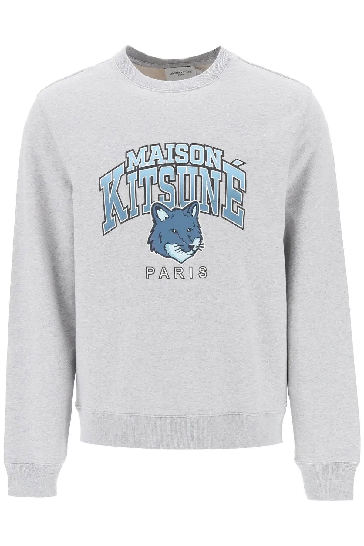 image of Maison Kitsune O1S22I1N0324 Crew-Neck Sweatshirt In Grey, Men's (Size Small)