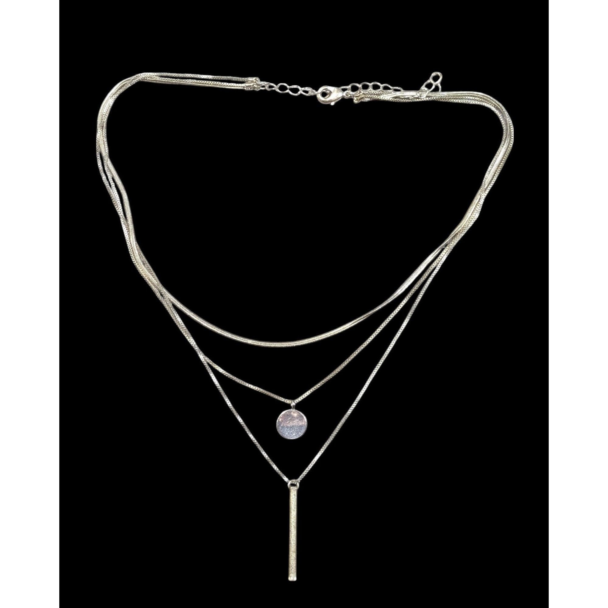 Other Elegant Minimalist Silver Tone Multilayer Charm Necklace Size ONE SIZE - 1 Thumbnail