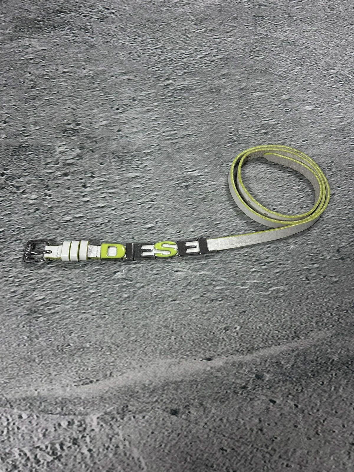 Diesel Diesel leather belt multicolour moving letters Y2K white Size 38 - 1 Thumbnail