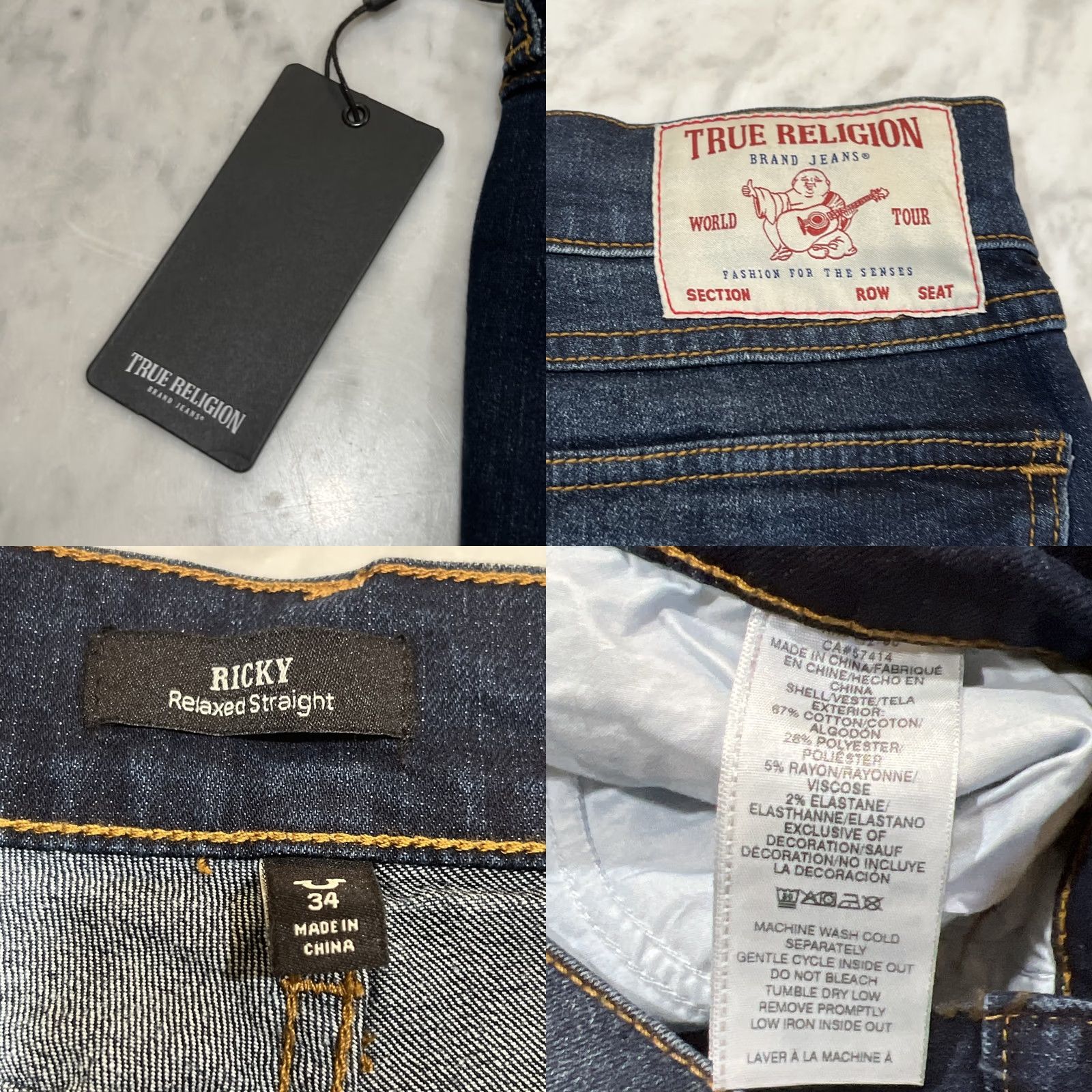 True Religion True Religion Ricky Jeans Men 34 Dark Woodland Wash Relax Straight SN Flap NWT Size US 34 / EU 50 - 9 Thumbnail