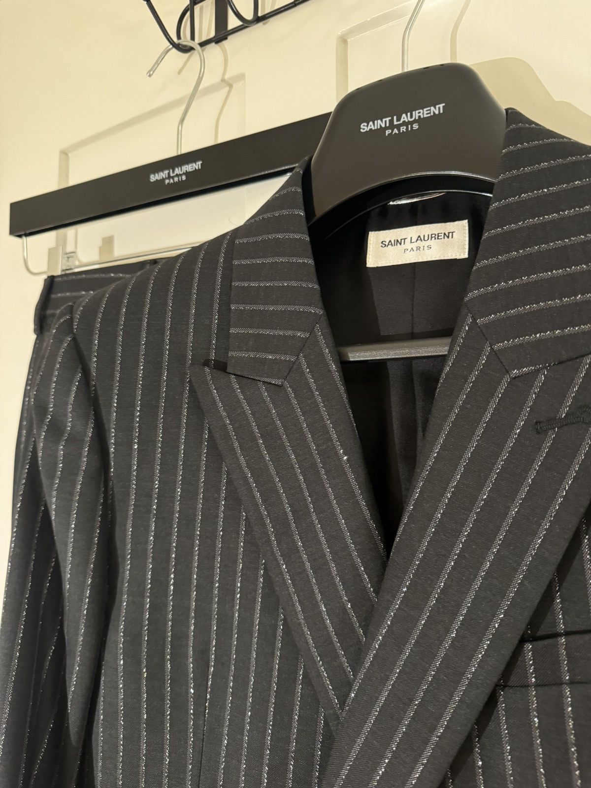 Saint Laurent Paris Saint Laurent SS20 Metallic Double Breasted Blazer + Pants Size 48R - 3 Thumbnail