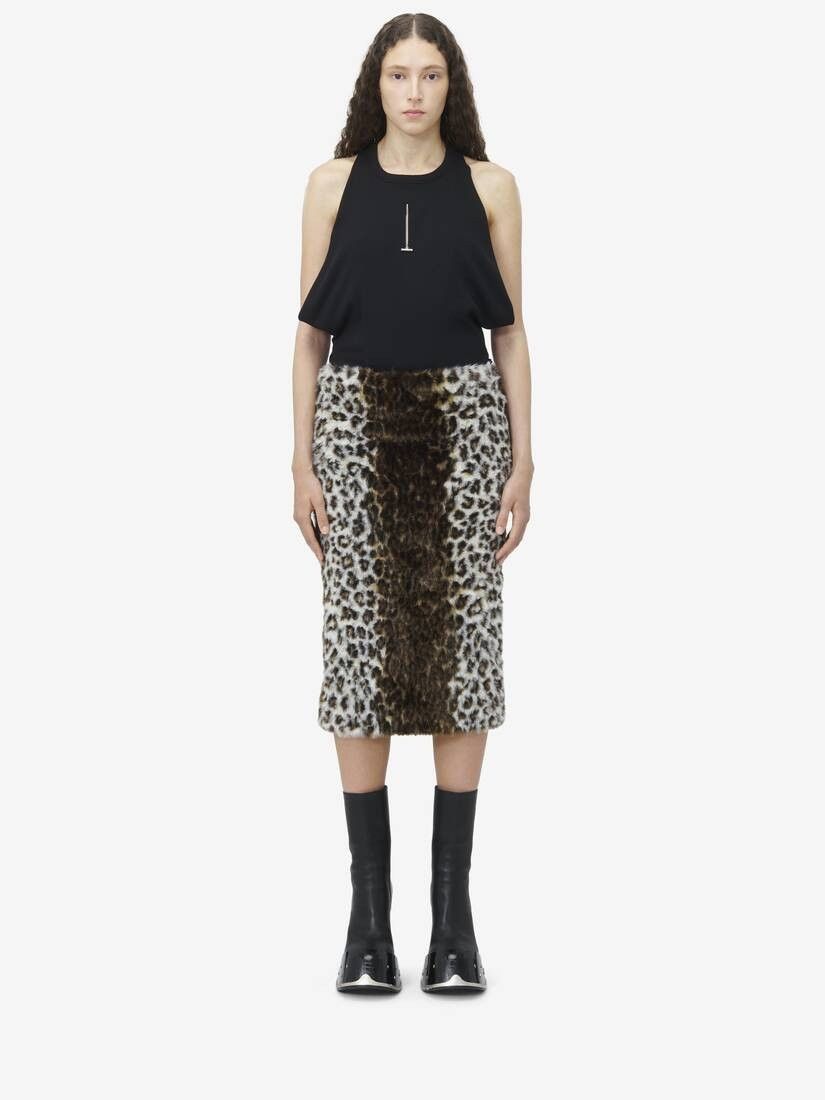 Alexander McQueen o1srvl11e0326 Leopard Jacquard Pencil Skirt in Multicolor Size 26" / US 2 / IT 38 - 2 Thumbnail