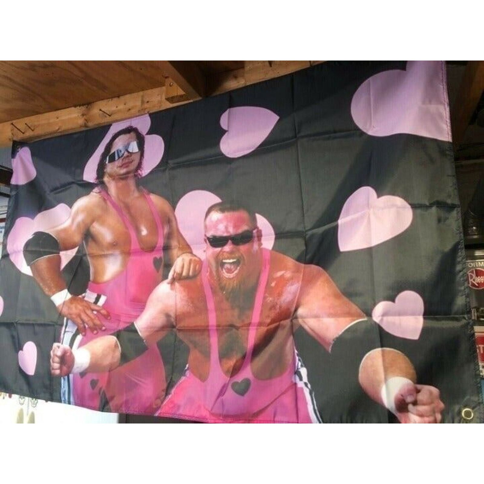 WWF WWF HART FOUNDATION Bret The Hitman Jim Anvil 5ft Flag Size ONE SIZE - 3 Thumbnail