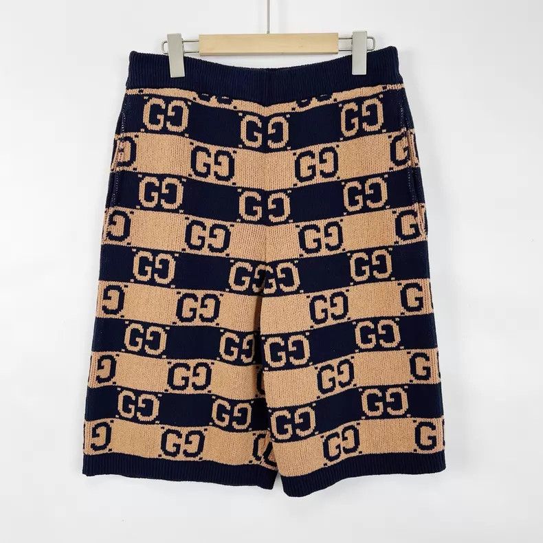 Gucci Gucci Size S Khaki color-blocked jacquard mid-waist shorts Size US 31 - 1 Thumbnail