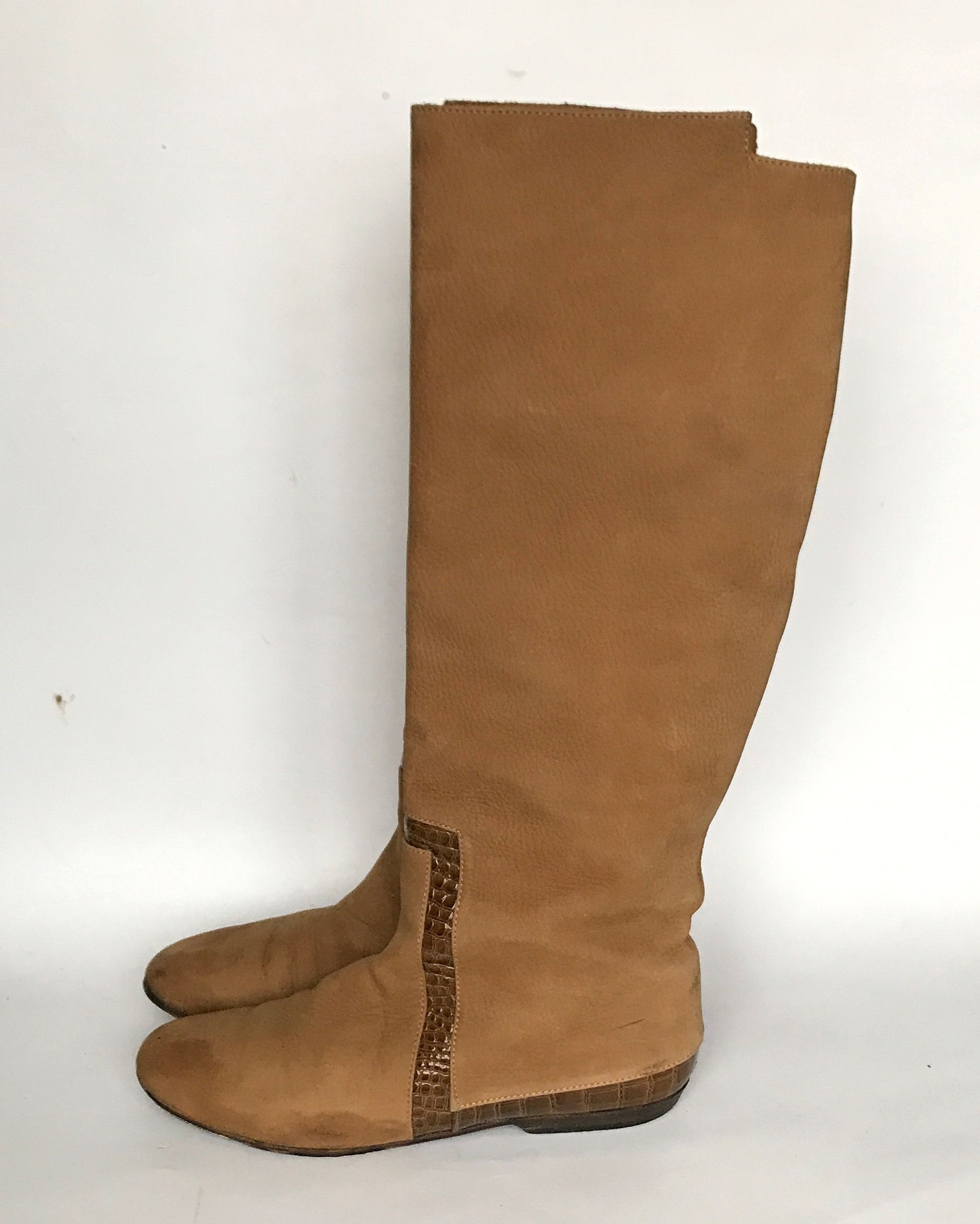 Fendi VINTAGE Y2K FENDI NUBUCK BOOTS WITH ALIGATHOR LEATHER EU38 Size US 8 / IT 38 - 2 Thumbnail