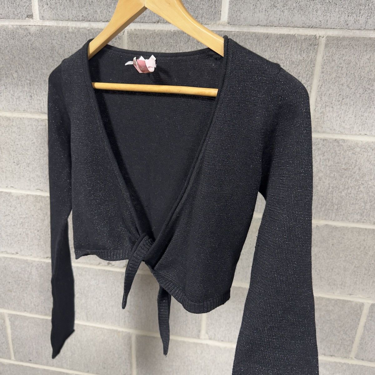 Vintage Metallic Cropped Tie Longsleeve Knit Shirt ERD Grunge Size XS / US 0-2 / IT 36-38 - 7 Thumbnail