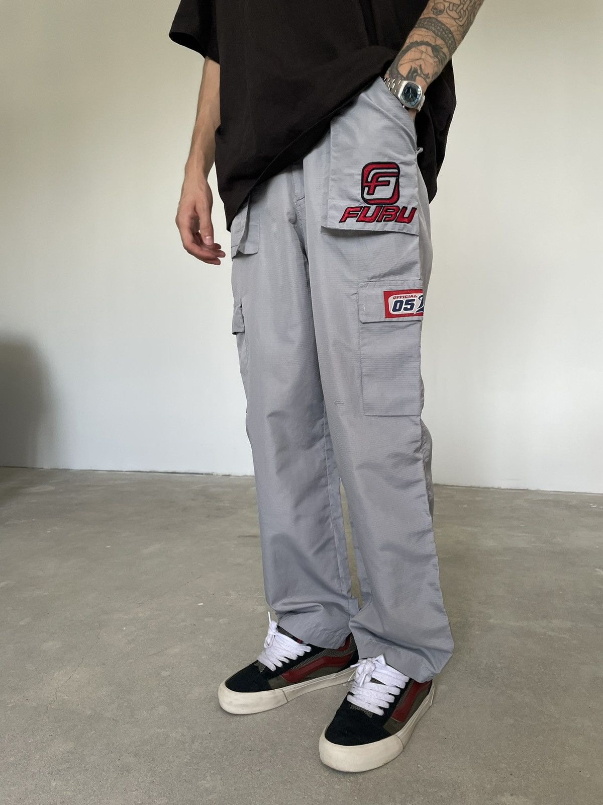 Fubu × Vintage Vintage Fubu track pants nylon grey rap Size US 29 - 3 Thumbnail