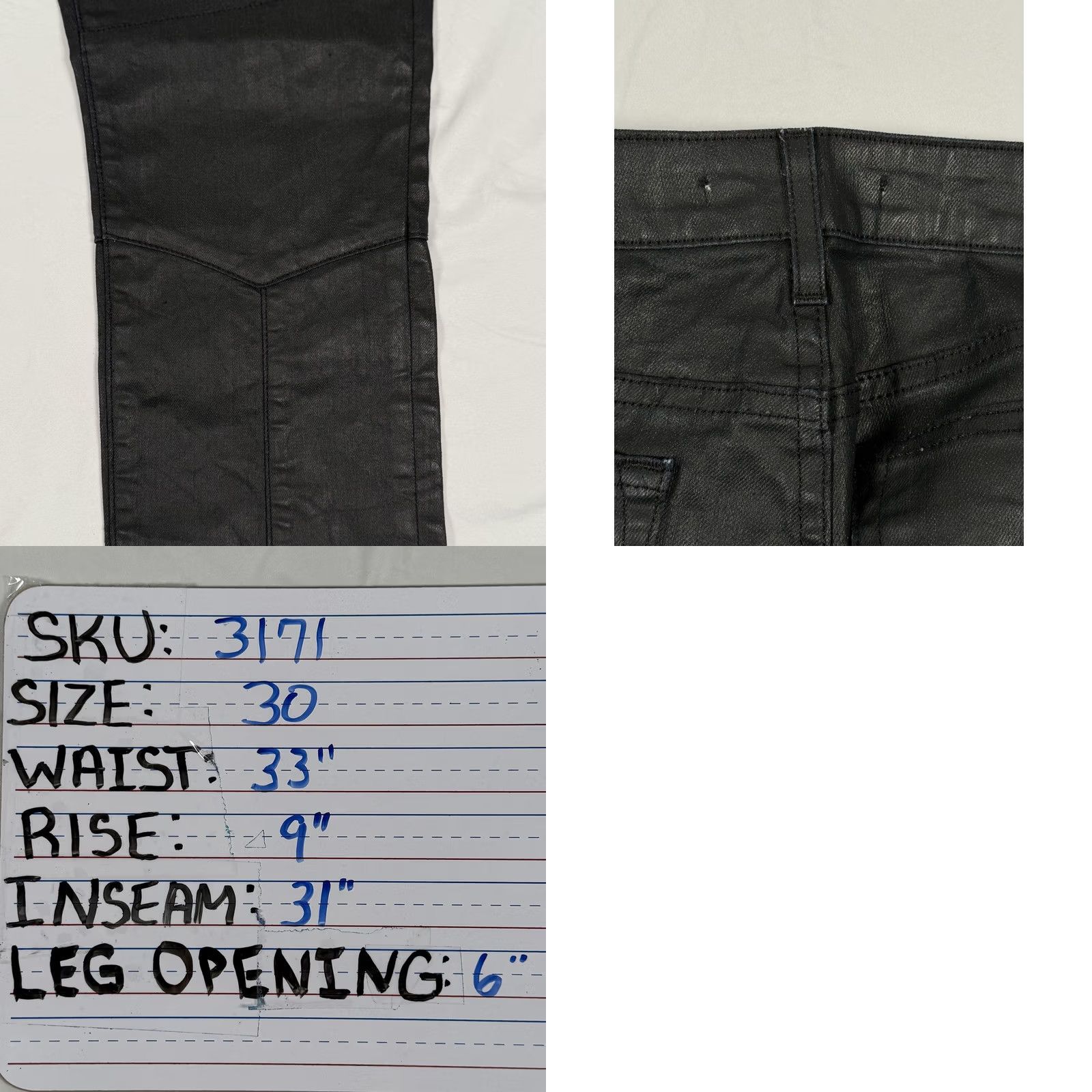 Denime Rich & Skinny Jeans 30 Black Coated Skinny Moto Stretch Denim Biker Goth USA Womens Size 30" / US 8 / IT 44 - 10 Thumbnail