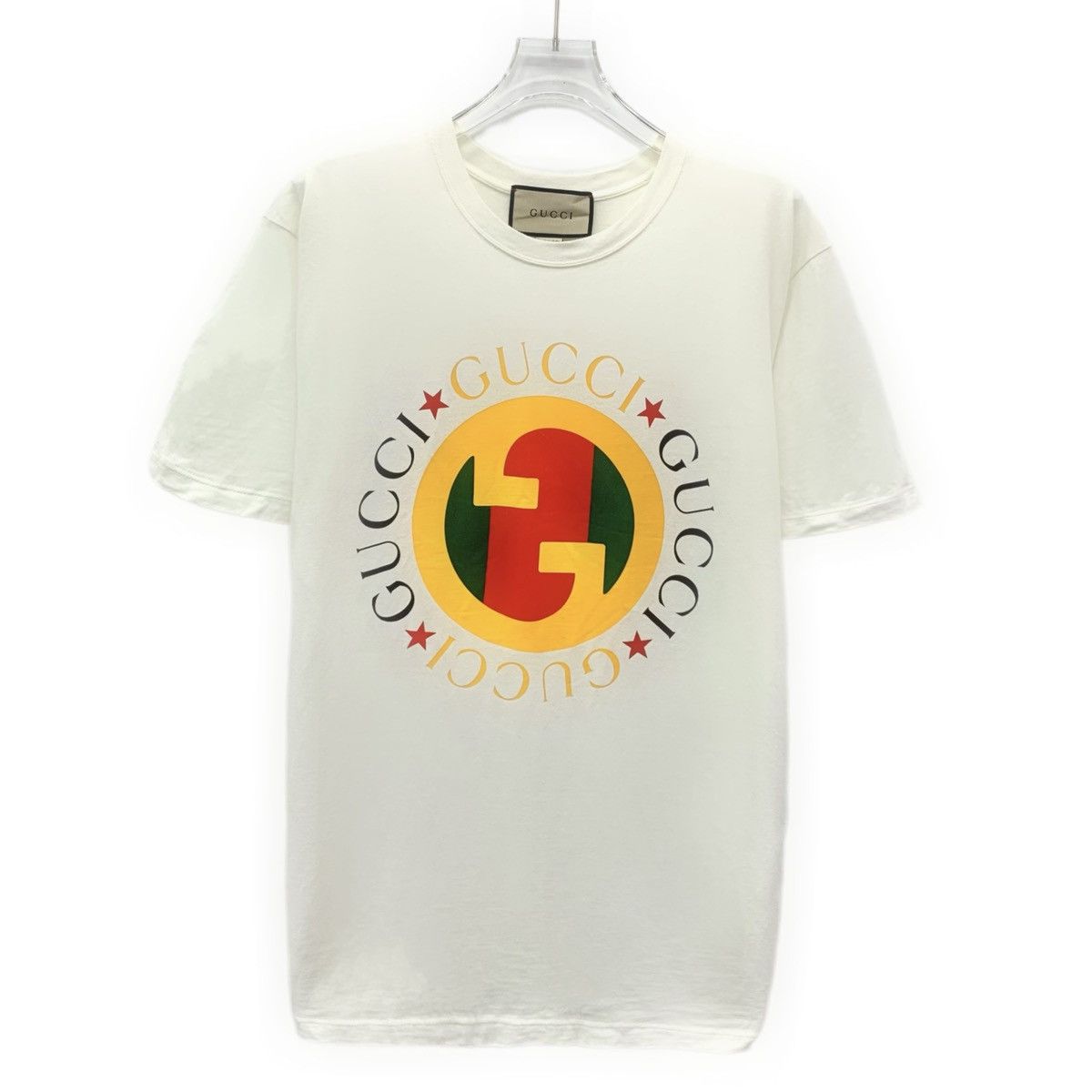 Gucci Gucci White Logo Emblem Printed Short Sleeve T-shirt K26WX Size S / US 4 / IT 40 - 1 Thumbnail