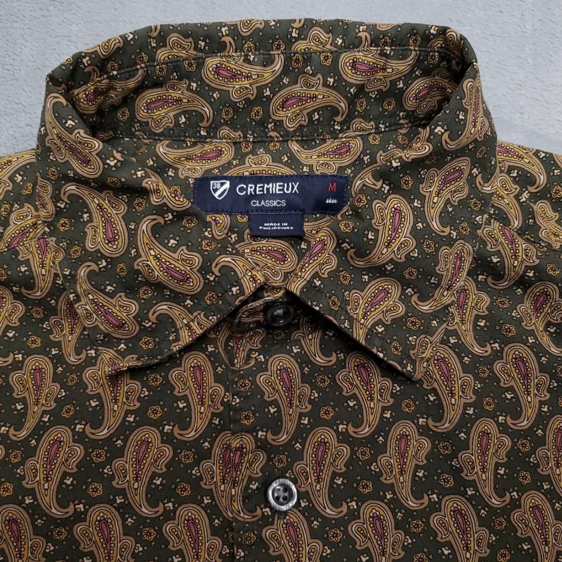 Cremieux Cremieux Shirt Mens Medium Green Paisley 100% Cotton Long Sleeve 90s Retro Mod Size US M / EU 48-50 / 2 - 3 Thumbnail