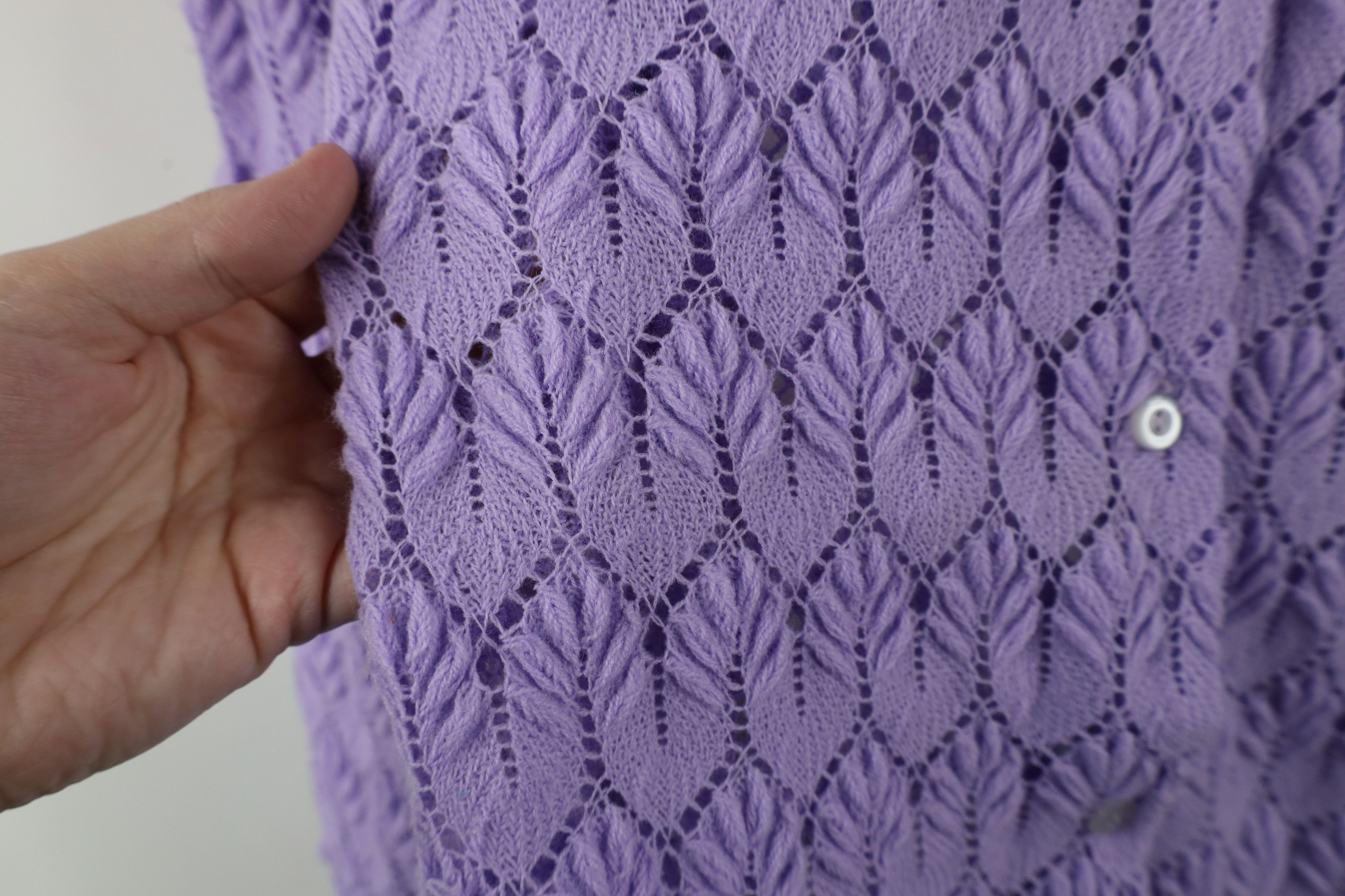 Vintage Vintage 60s Streetwear Crochet Knit Cardigan Sweater Purple Size XS / US 0-2 / IT 36-38 - 8 Thumbnail