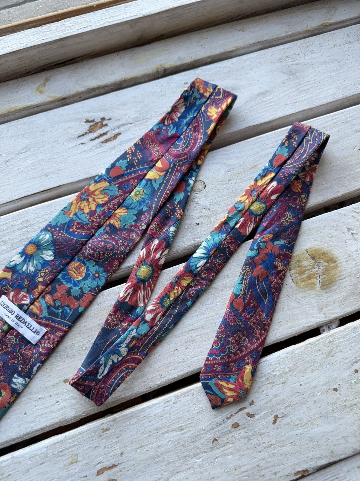 Designer × Vintage Vintage Giorgio Redaelli Floral Tie Italy 90s Silk Bold Size ONE SIZE - 6 Thumbnail