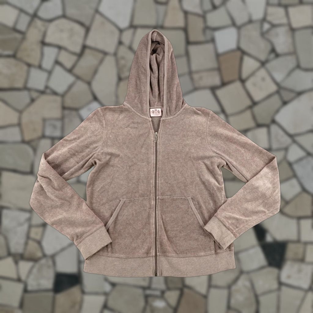 Juicy Couture VINTAGE Juicy Couture Hoodie Women XL Brown Velour Track Suit Top Sweatshirt USA Size XL / US 12-14 / IT 48-50 - 1 Thumbnail