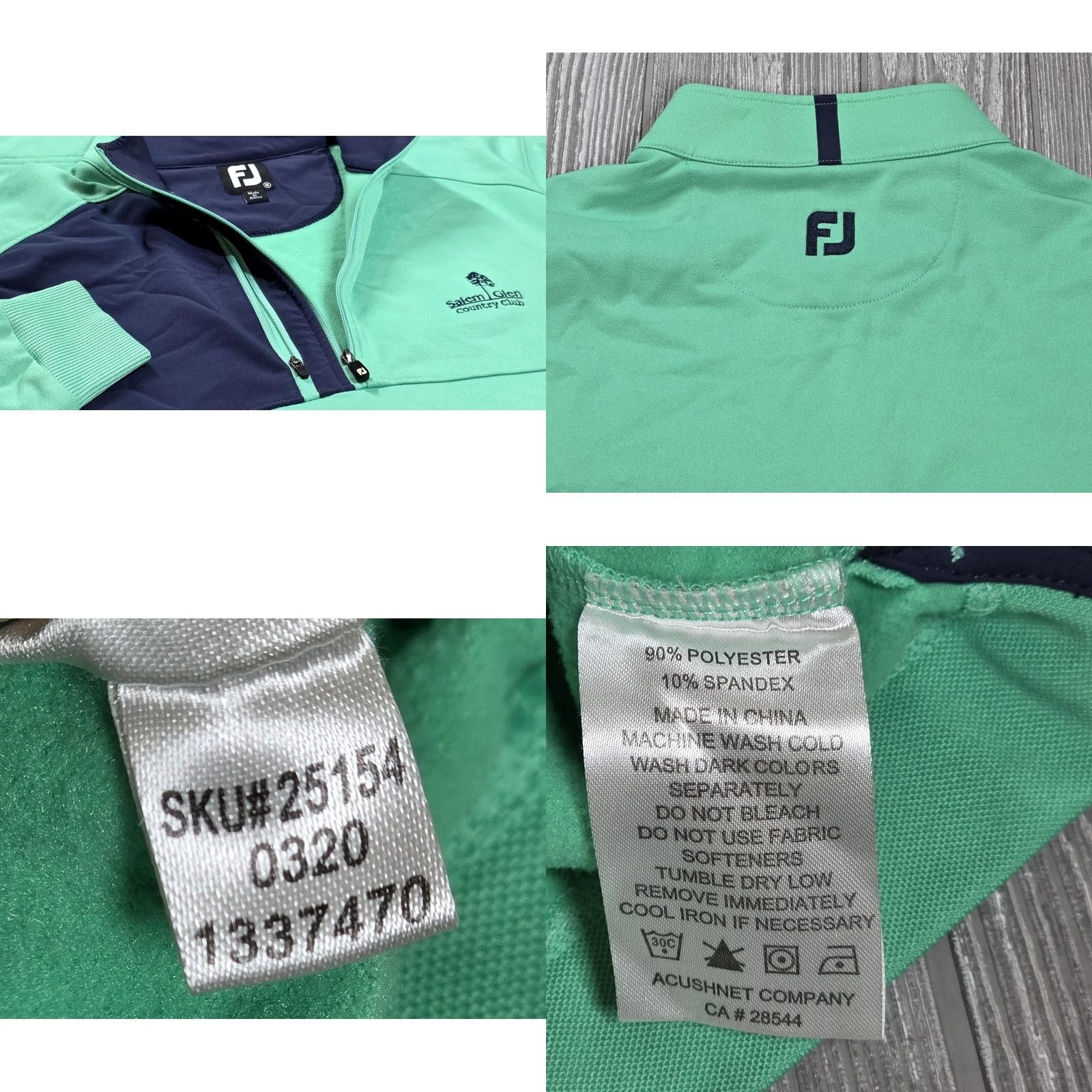 Footjoy FootJoy Pullover Mens M Green Blue Pique Sport Midlayer 1/4 Zip Salem Glen CC Size US M / EU 48-50 / 2 - 8 Thumbnail