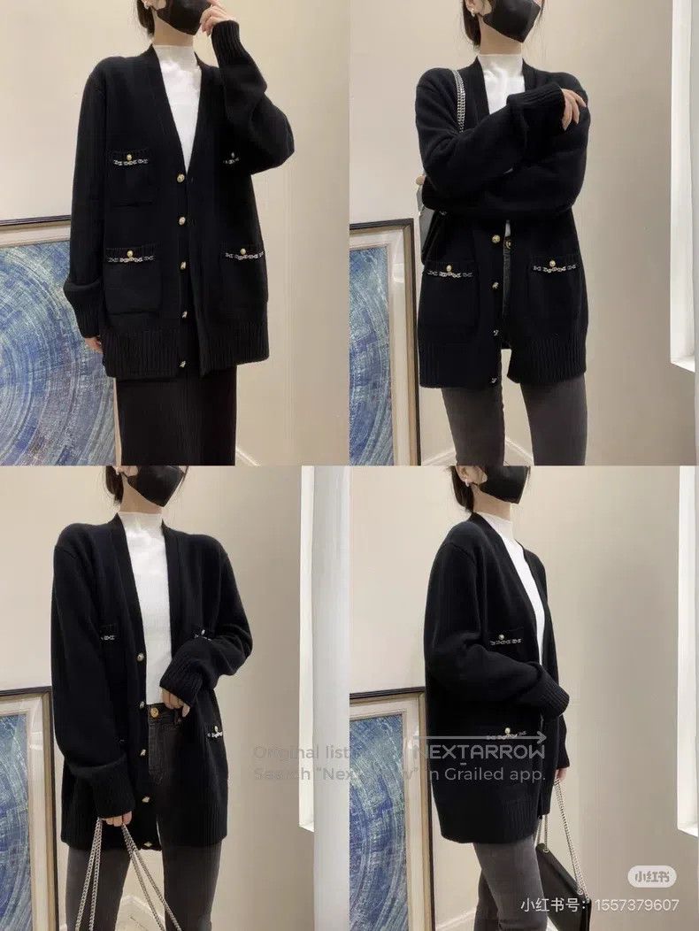 Chanel Chanel Black cashmere knitted logo chain decorative cardig Size XS / US 0-2 / IT 36-38 - 6 Thumbnail