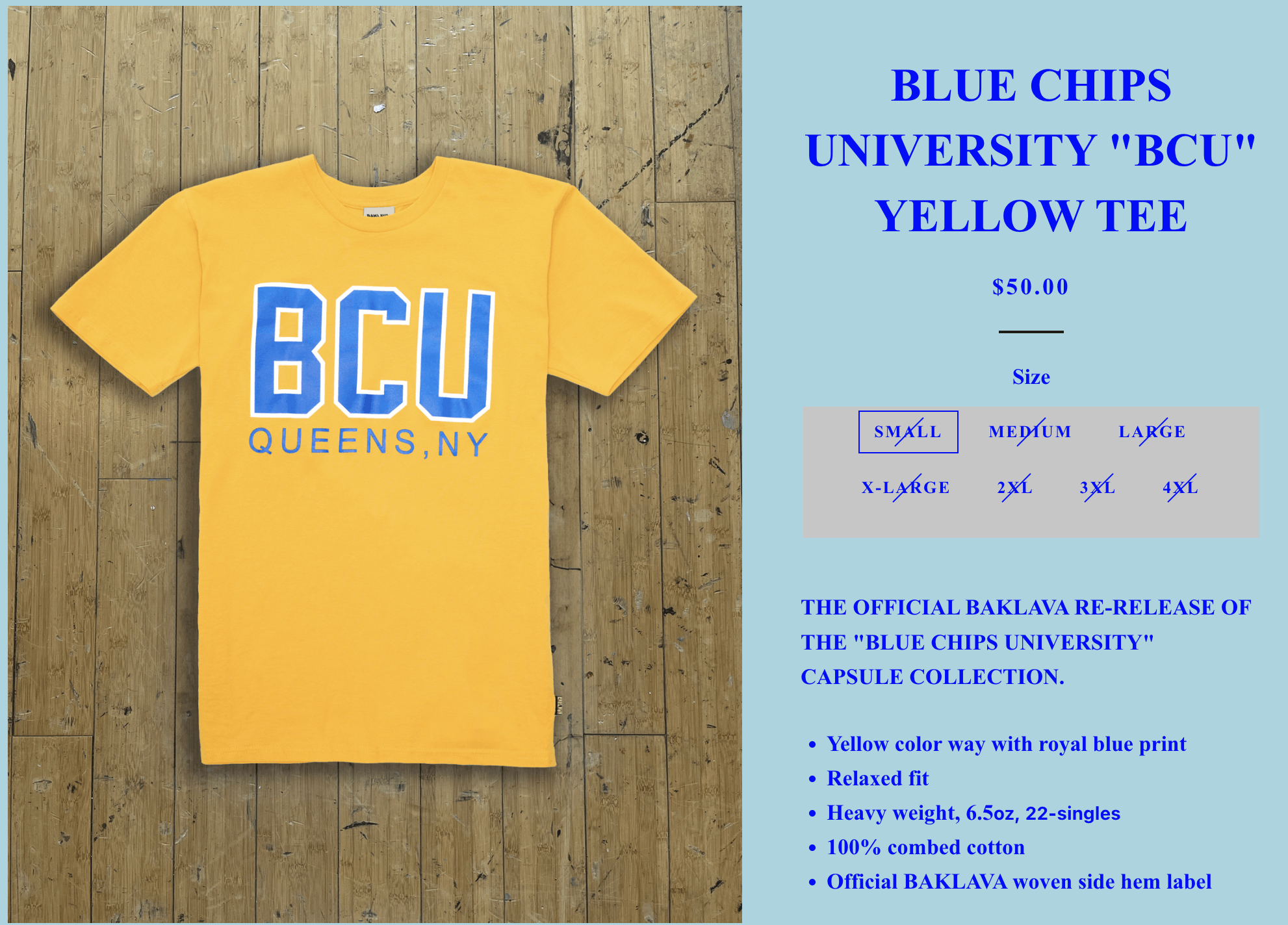 Action Bronson Blue Chips University "BCU" Yellow Tee - BCU Capsule Size M Size US M / EU 48-50 / 2 - 2 Thumbnail