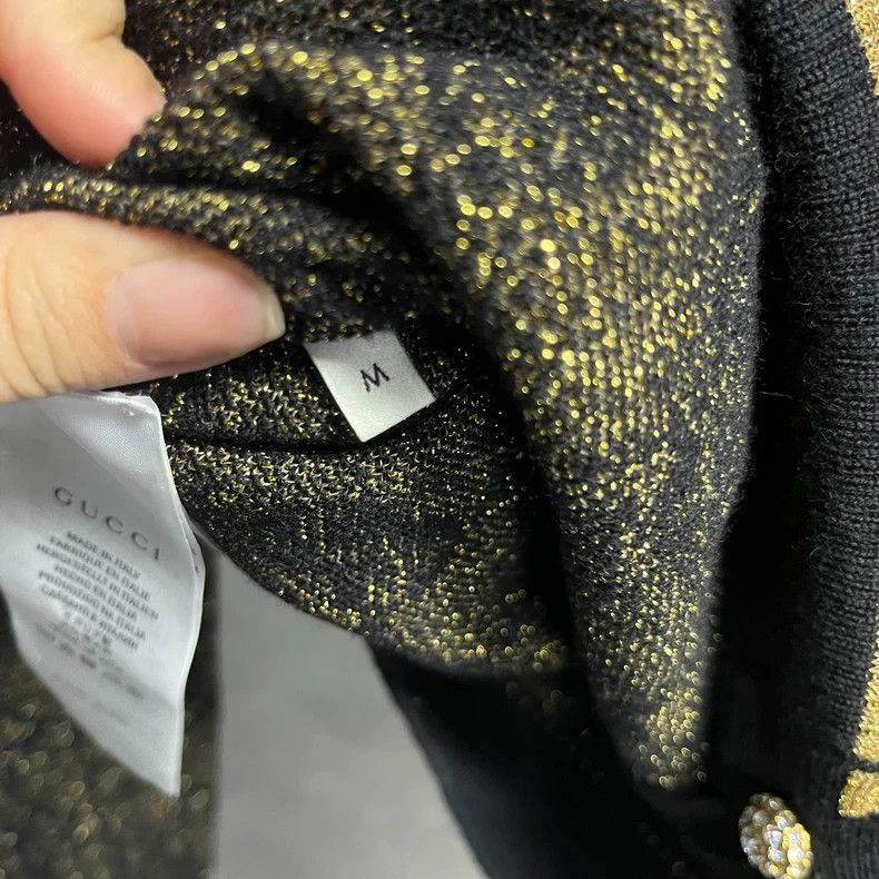 Gucci Gucci Black Swarovski full print pattern logo long-sleeved Size M / US 6-8 / IT 42-44 - 5 Thumbnail