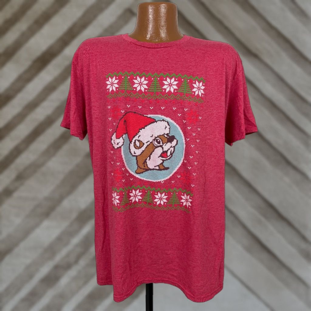 Vintage Buc-ee's Shirt T-Shirt Men XL Red Santa Claus Christmas Animals Holiday Graphic Print Short Sleeve Crew Neck Vintage: No Size US XL / EU 56 / 4 - 1 Thumbnail