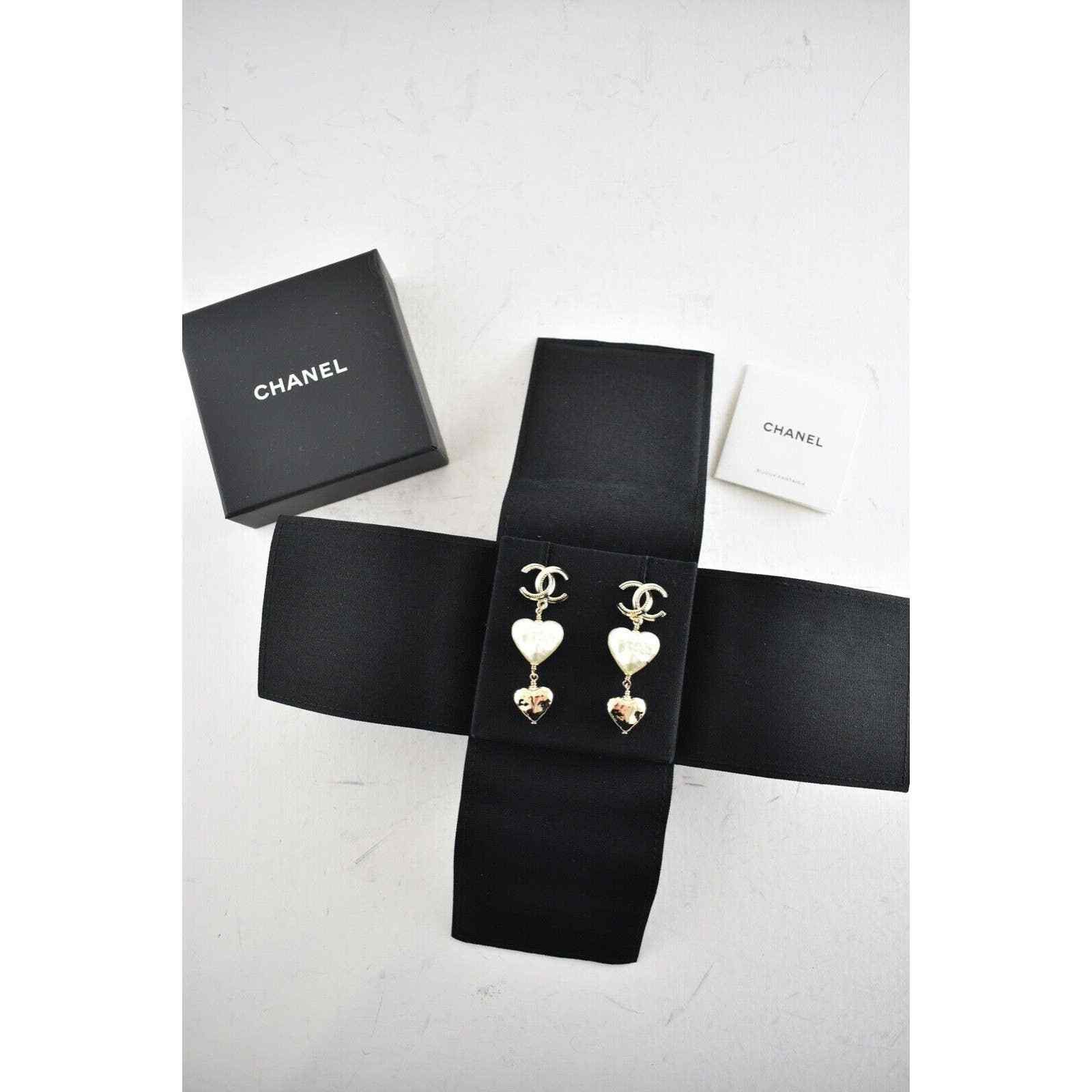 Chanel Chanel Shape Gold Pearl Statement Stud Drop Long Earring Size ONE SIZE - 2 Thumbnail