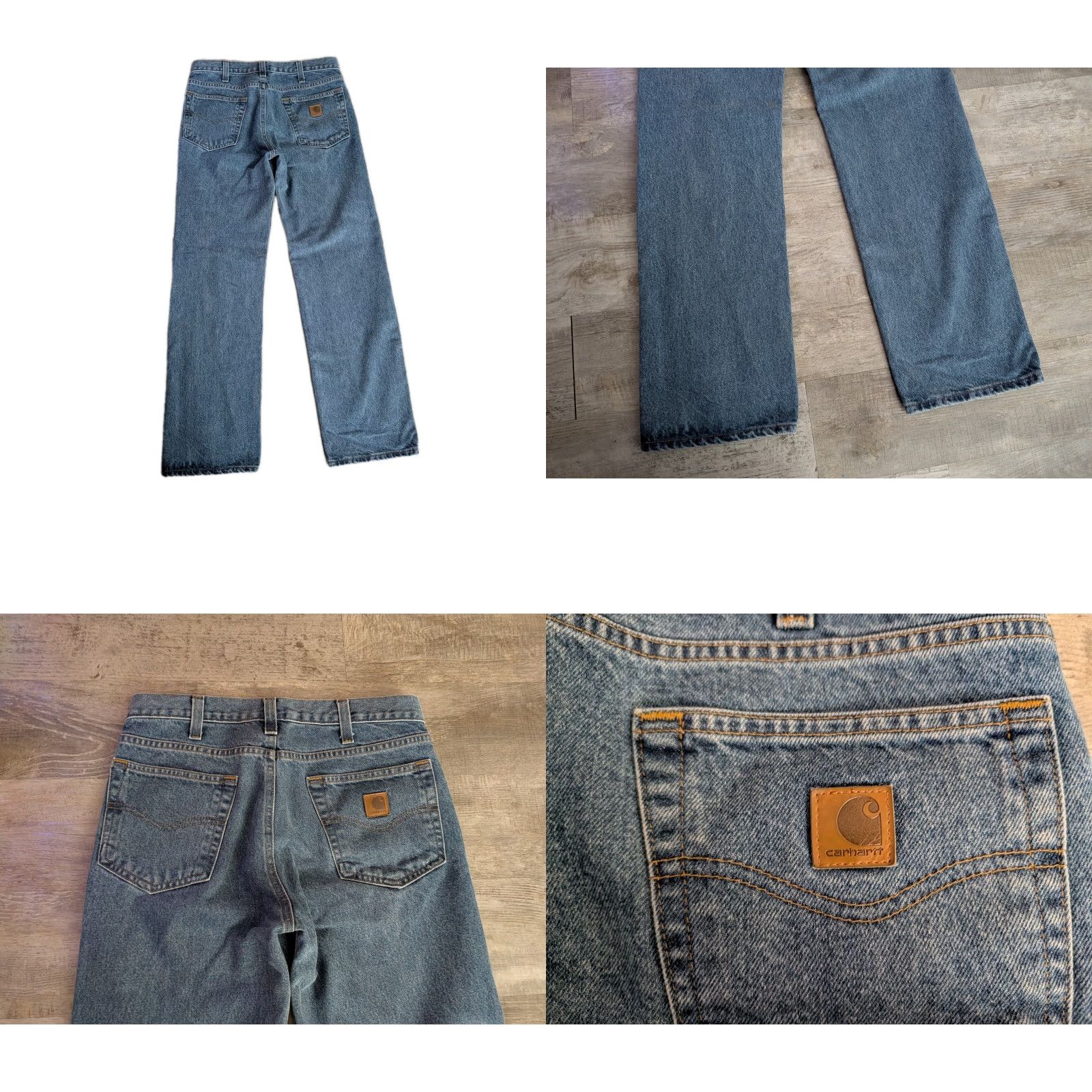 Carhartt VINTAGE Carhartt Jeans 32X32 Mens 5-Pocket Denim Straight Workwear Blue Logo Distressed Size US 32 / EU 48 - 9 Thumbnail