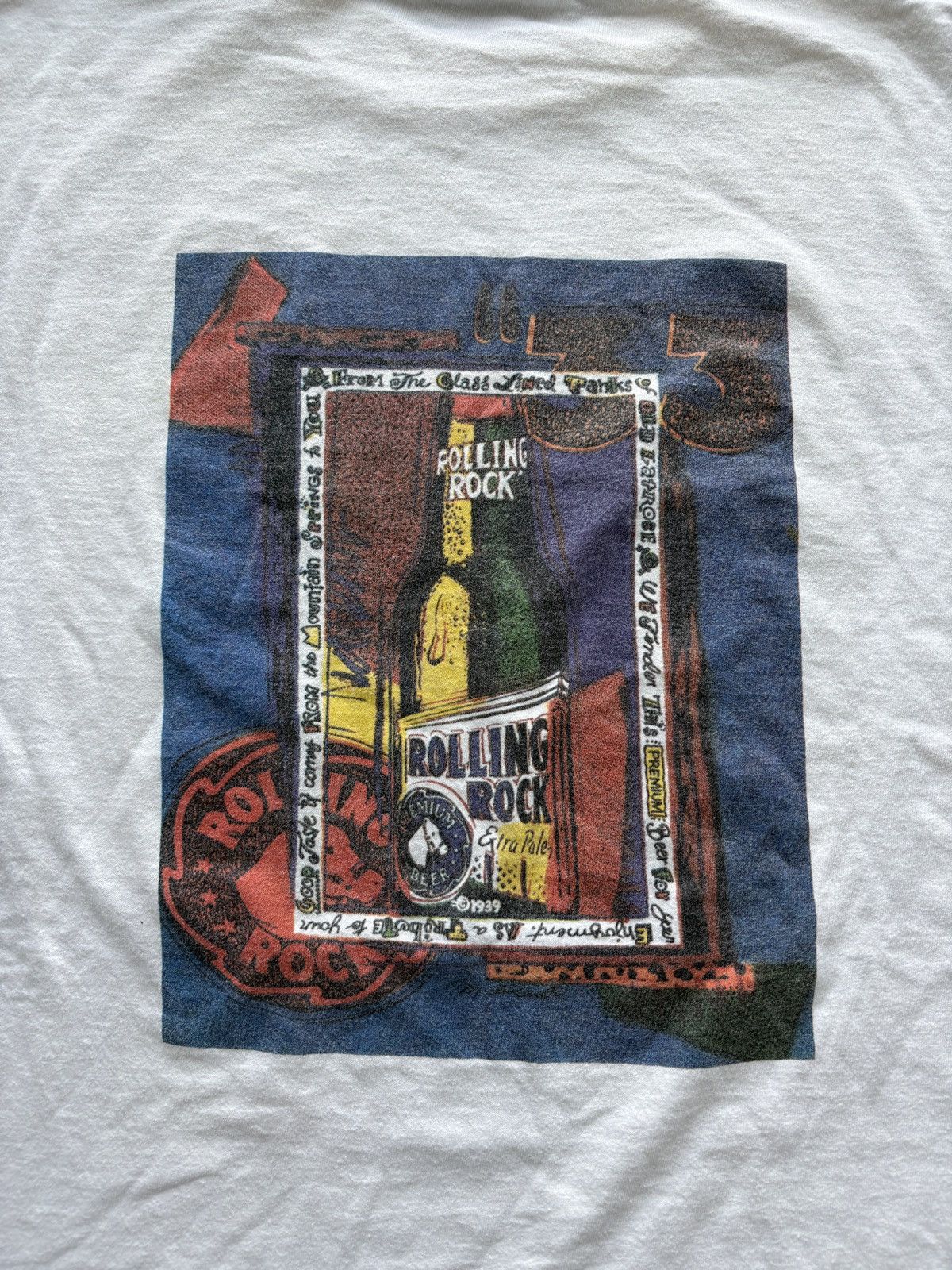 Vintage Vintage 90s Rolling Rock Beer Graphic Tee Size US XL / EU 56 / 4 - 2 Thumbnail