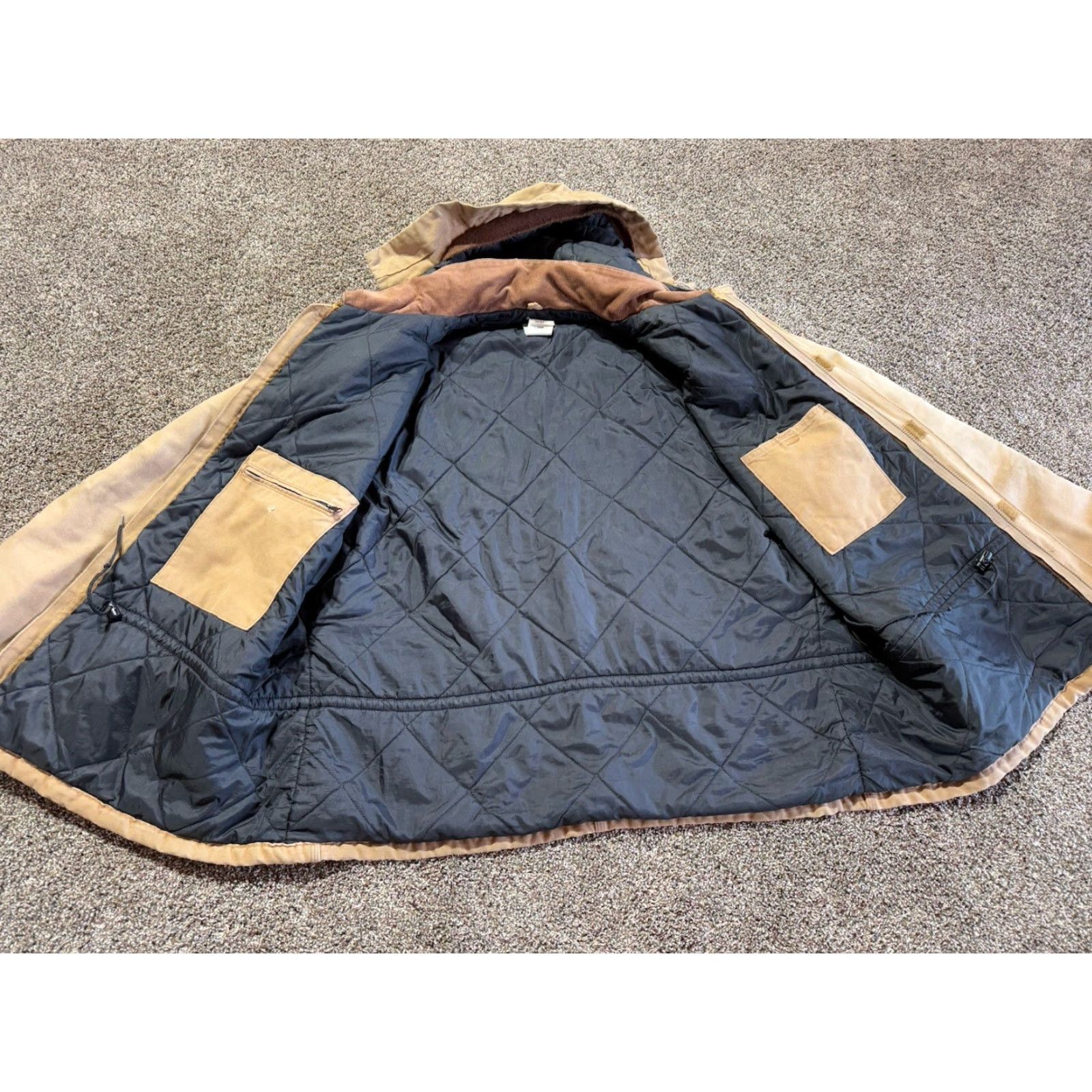 Carhartt VINTAGE Carhartt Jacket 3XL Tan Distressed Faded 90s Workwear Logo Quilted Zipper Carhartt C03 Mens Size US XXL / EU 58 / 5 - 5 Thumbnail