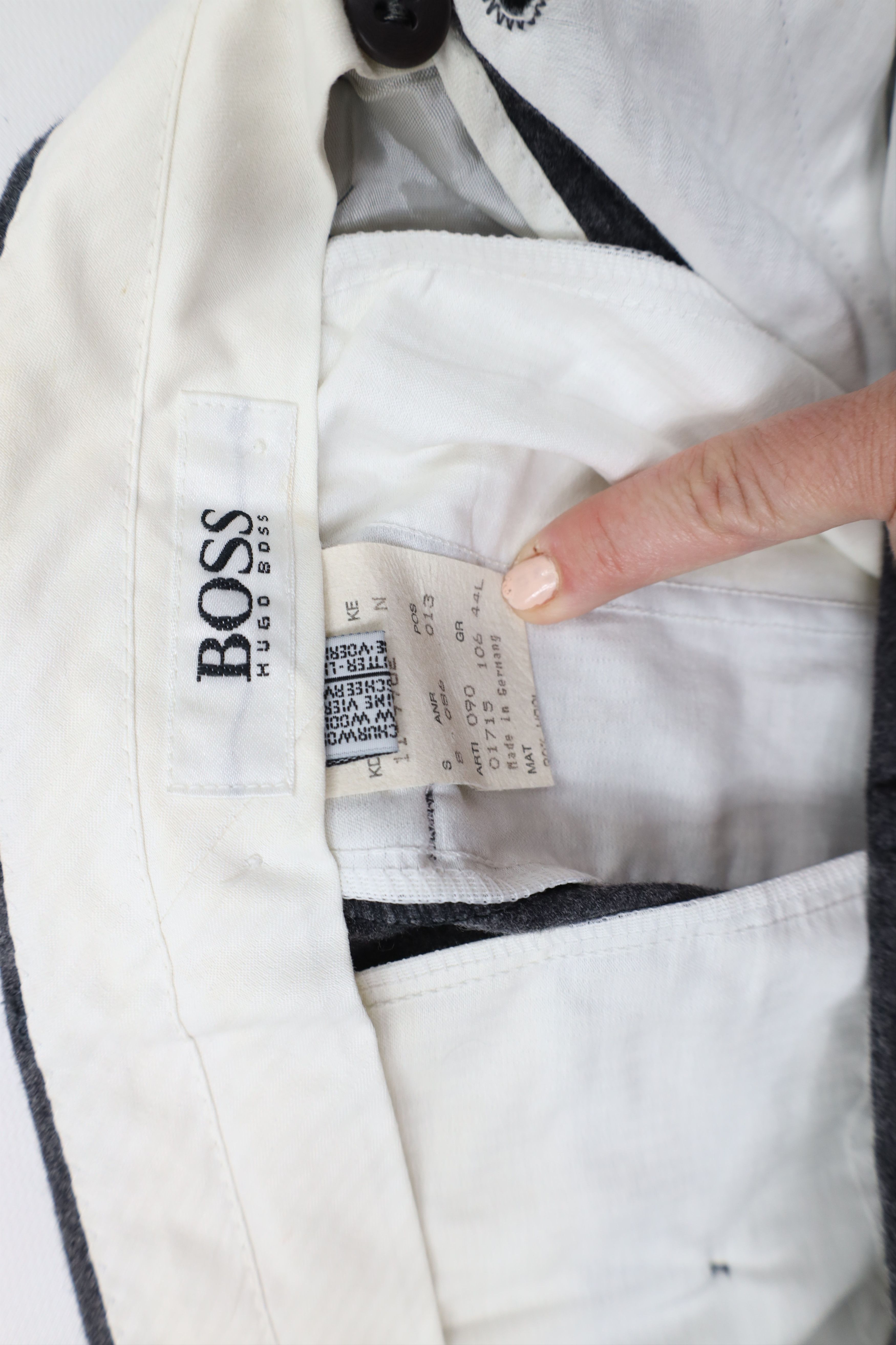 Hugo Boss × Vintage Vintage 80s 90s Hugo Boss Cashmere Wide Leg Chino Pants Gray Size US 36 / EU 52 - 7 Thumbnail