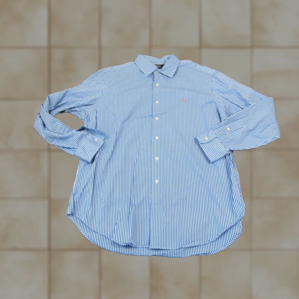 Polo Ralph Lauren Polo Ralph Lauren Shirt Adult XL Blue Pink Pony Striped Vintage Fit Size US XL / EU 56 / 4 - 1 Thumbnail