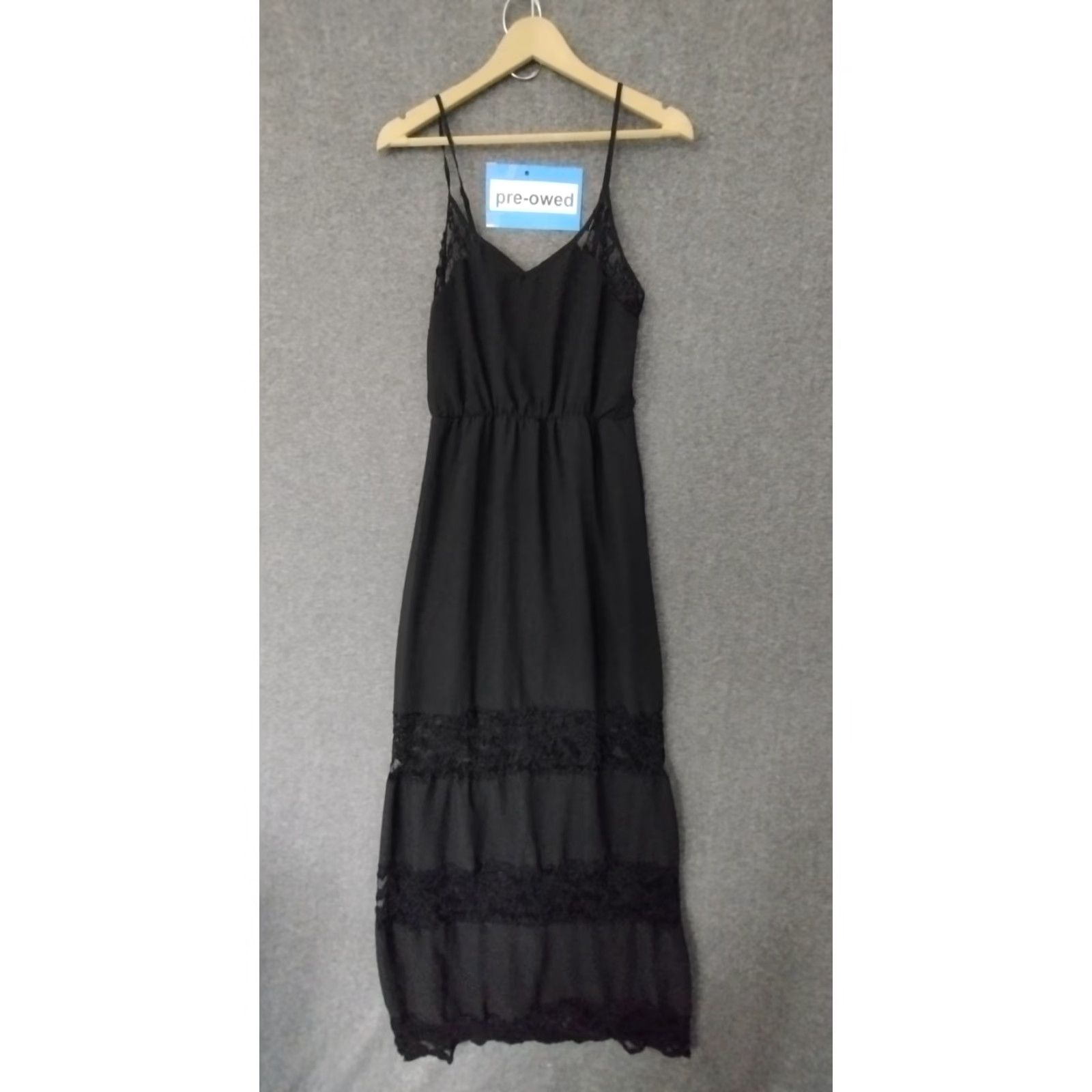 Vintage VINTAGE Wet-seal Maxi Dress Women’s M Halter Sleeveless Black Ruffle Slim Partially Lined Side Slit Bohemian Sexy Dress Maxi Size M / US 6-8 / IT 42-44 - 2 Thumbnail