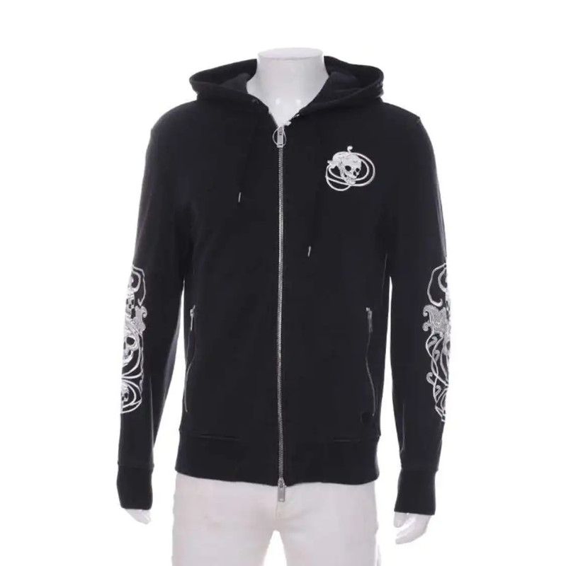 Alexander McQueen Alexander McQueen Black Cotton Embroidered Hoodie 0089 Size US M / EU 48-50 / 2 - 1 Thumbnail