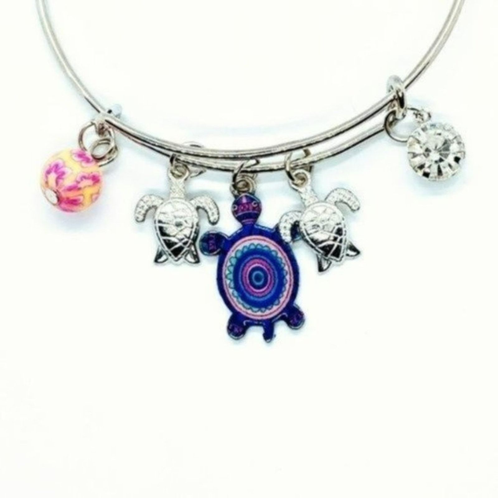 Other Beaded Sea Turtle Charm Colorful Bangle Bracelet Size ONE SIZE - 2 Thumbnail