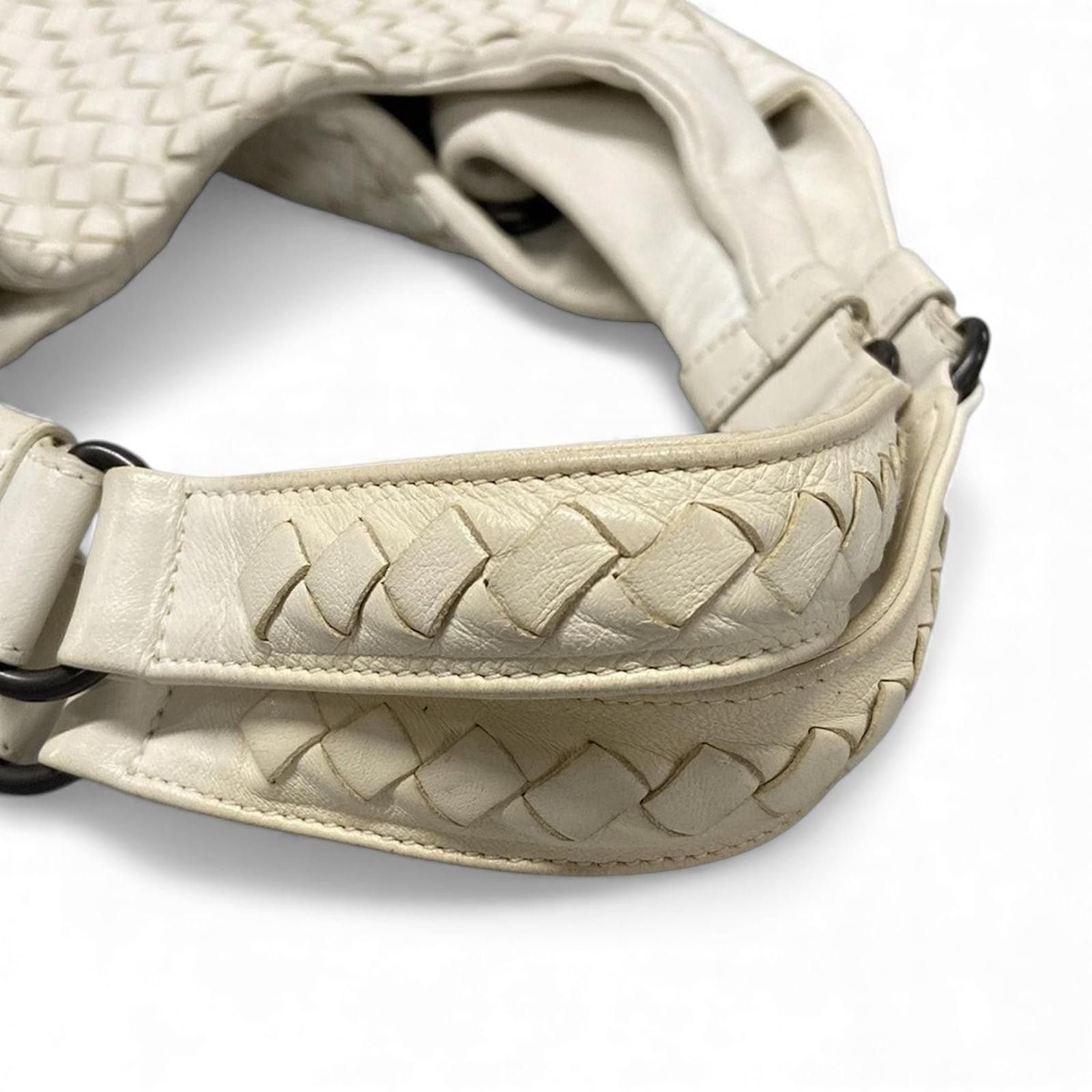 Bottega Veneta Bottega Veneta - White Woven Leather Shoulder Bag Size ONE SIZE - 7 Thumbnail