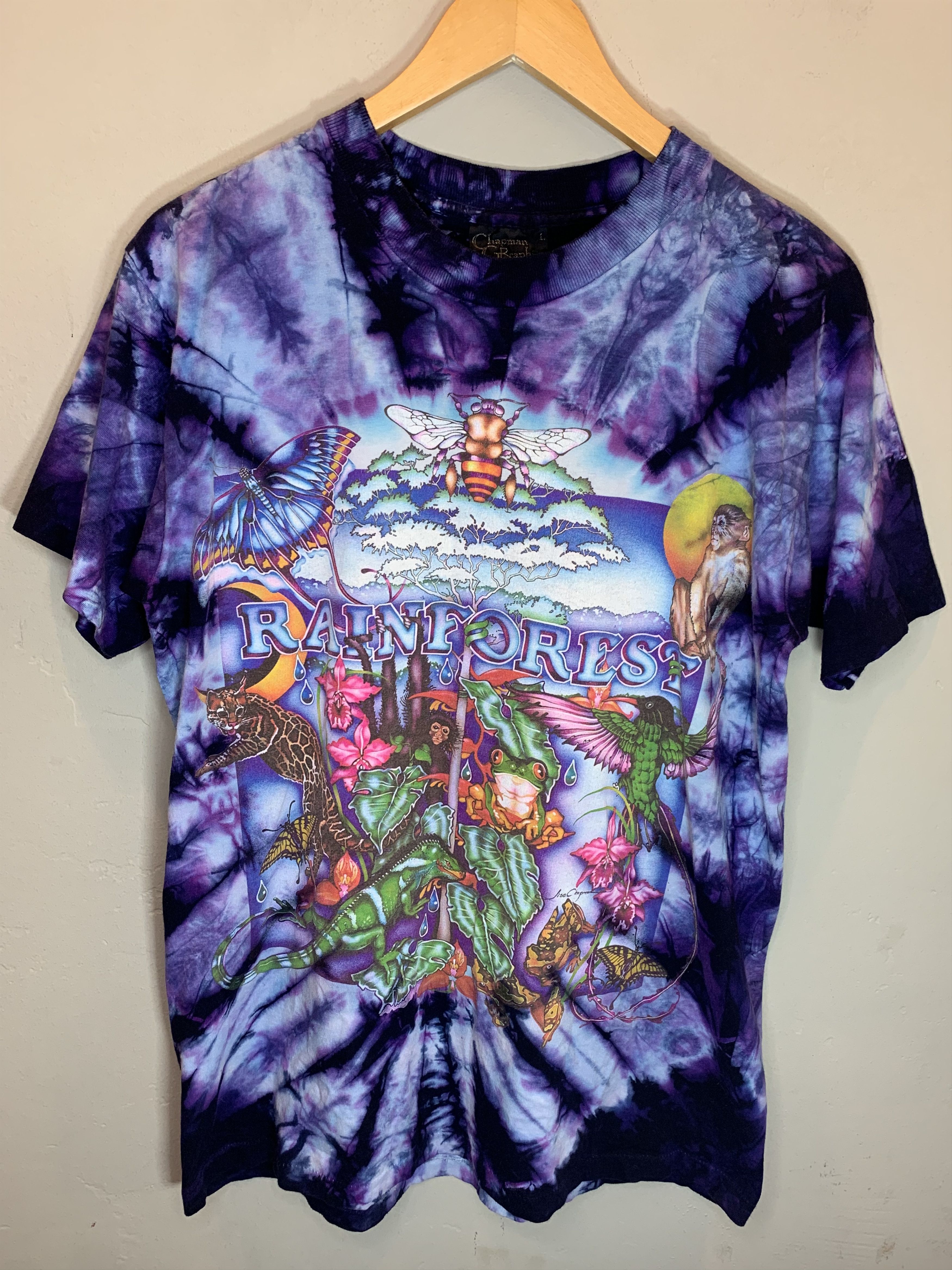 Vintage *RARE* Vintage Rainforest Nature Single Stitch Tie Dye Shirt Size US L / EU 52-54 / 3 - 1 Thumbnail