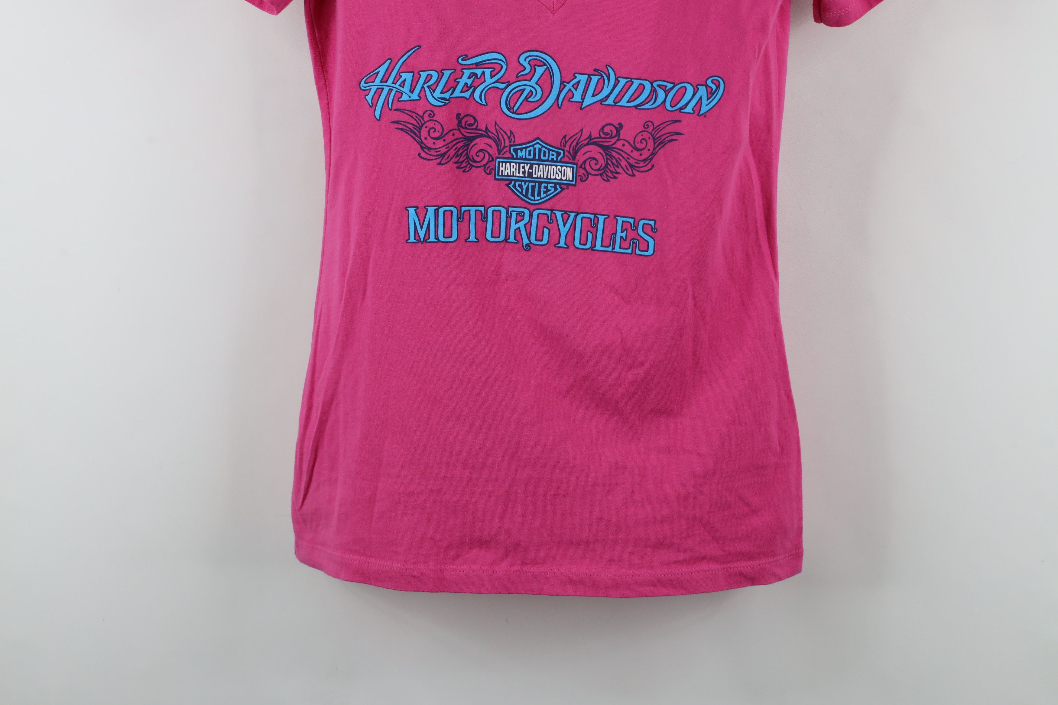 Harley Davidson × Vintage Vintage Harley Davidson Tribal Jamaica V-Neck T-Shirt Pink Size XL / US 12-14 / IT 48-50 - 3 Thumbnail